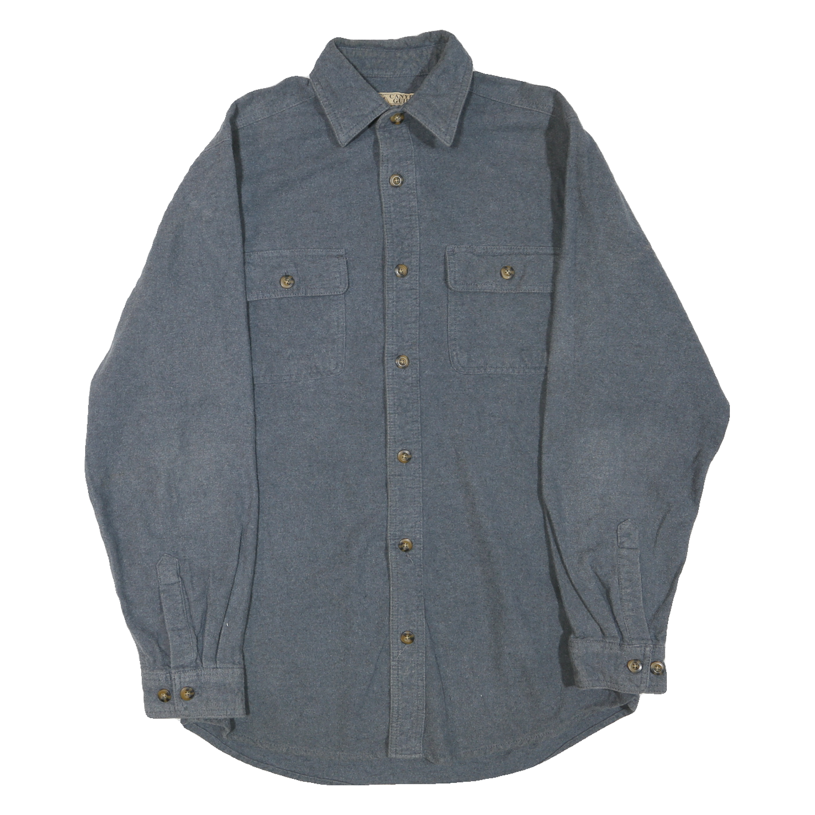 CANYON GUIDE OUTFITTERS Mens Blue Plain Shirt M Cotton Blend Long Sleeve Button Refurbished - N/A refurbished available on Cerqular