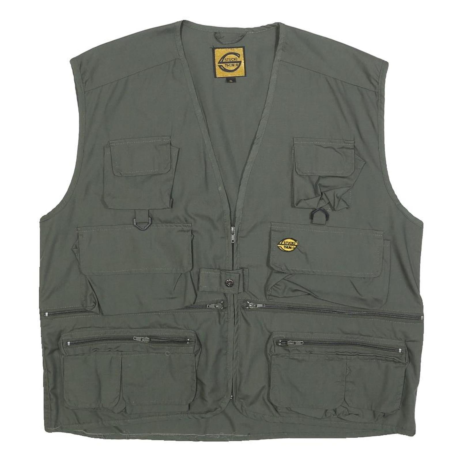 Buy STUCKI THUN Mens Green Utility Vest XL Polyester Zip Plain Functional Pockets Refurbished - $37.69 STUCKI THUN Mens Green Utility Vest XL Polyester Zip Plain Functional Pockets Refurbished - N/A refurbished available on Cerqular