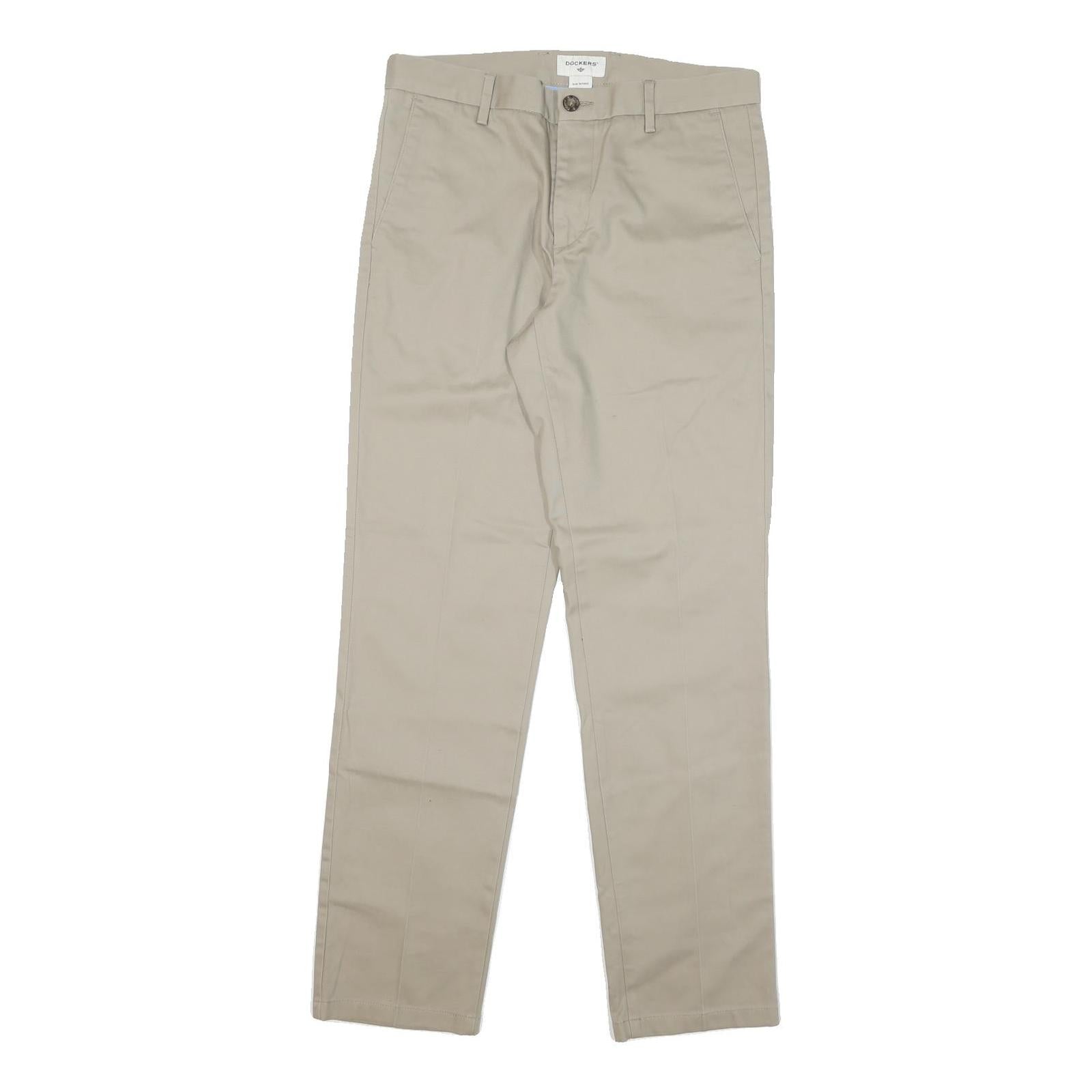 DOCKERS Mens Cotton Blend Beige Slim Straight Trousers W31 L32 Casual Smart Refurbished - N/A refurbished available on Cerqular