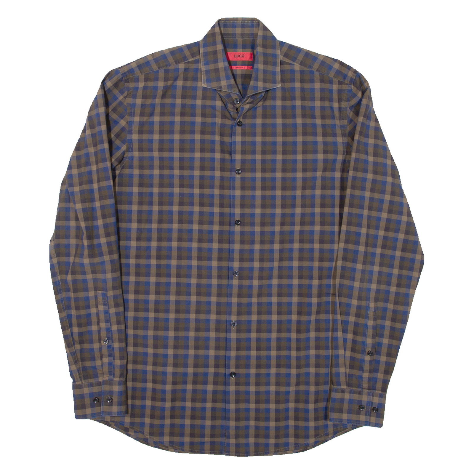 HUGO Slim Fit Mens Shirt Blue Check Long Sleeve M Refurbished - N/A refurbished available on Cerqular