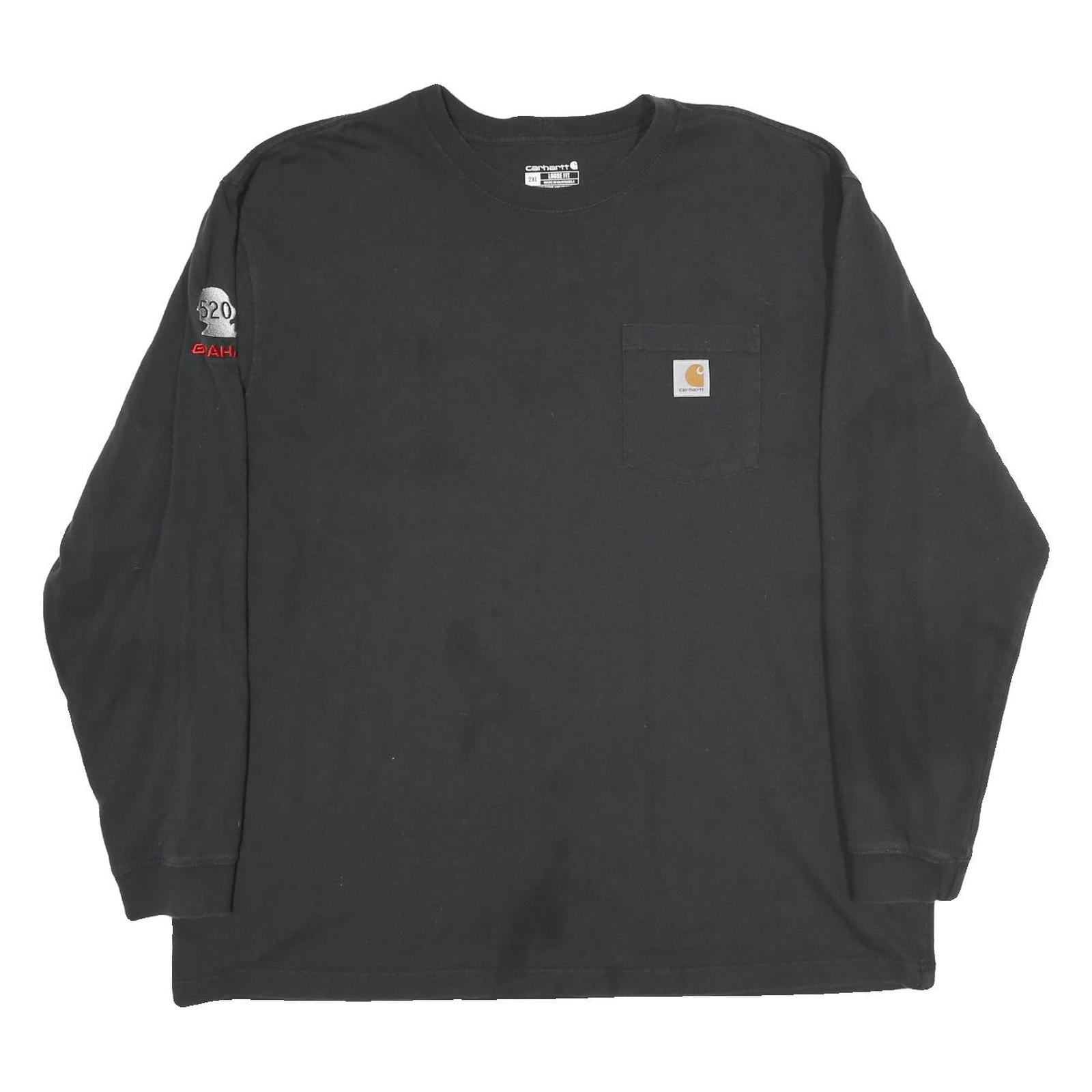 CARHARTT Mens Black Long Sleeve Crew Neck Pocket T-Shirt 2XL Durable Workwear Refurbished - N/A refurbished available on Cerqular