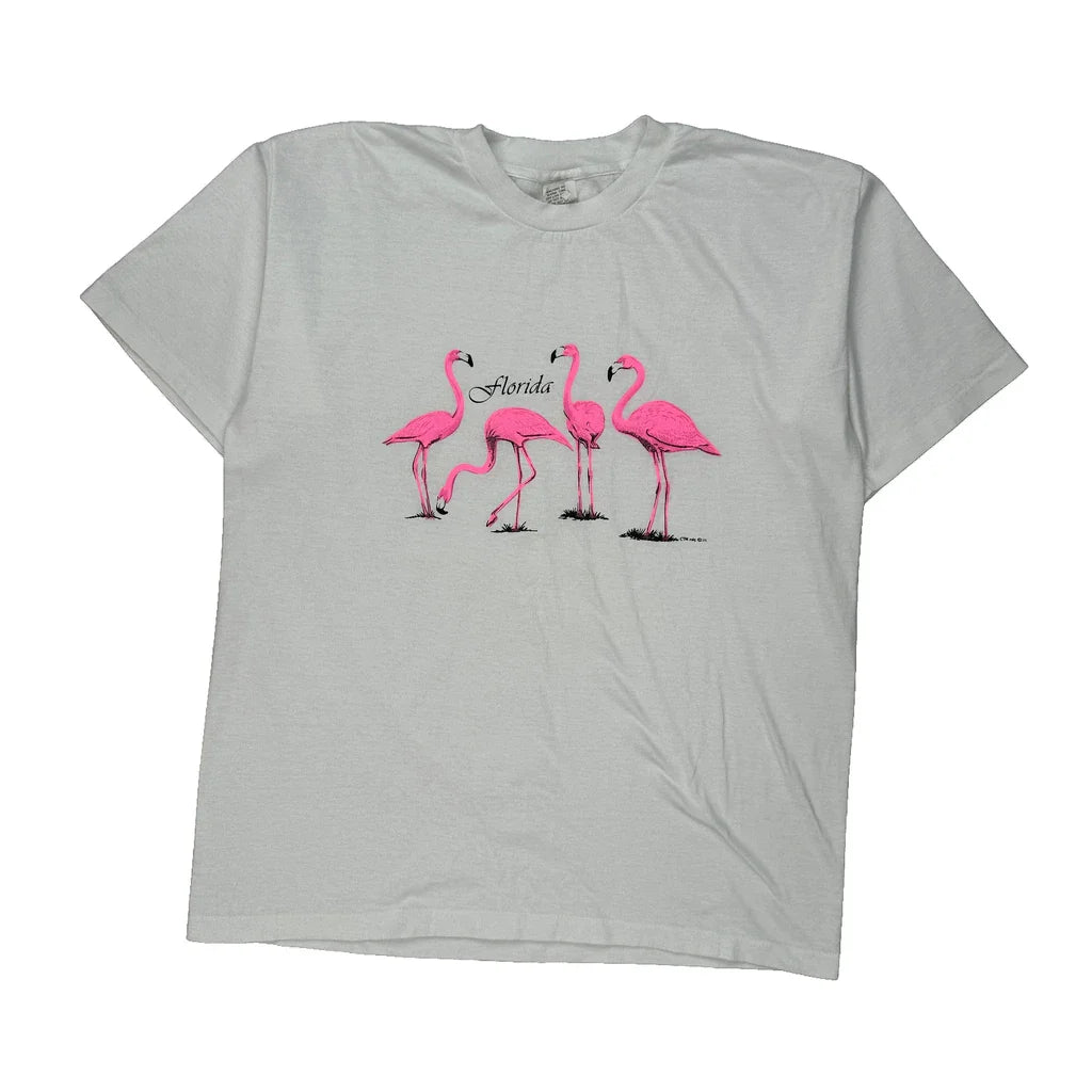 Unbranded Graphic T-Shirt - XL Pink Polyester Blend Refurbished - Thrifted (note: this is a term often used to describe second- refurbished available on Cerqular