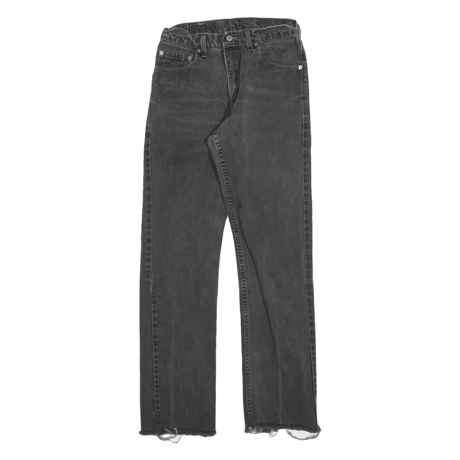 LEVI'S 505 Mens Jeans Black Regular Straight Denim Medium W26 L31 Frayed Hem Refurbished - N/A refurbished available on Cerqular