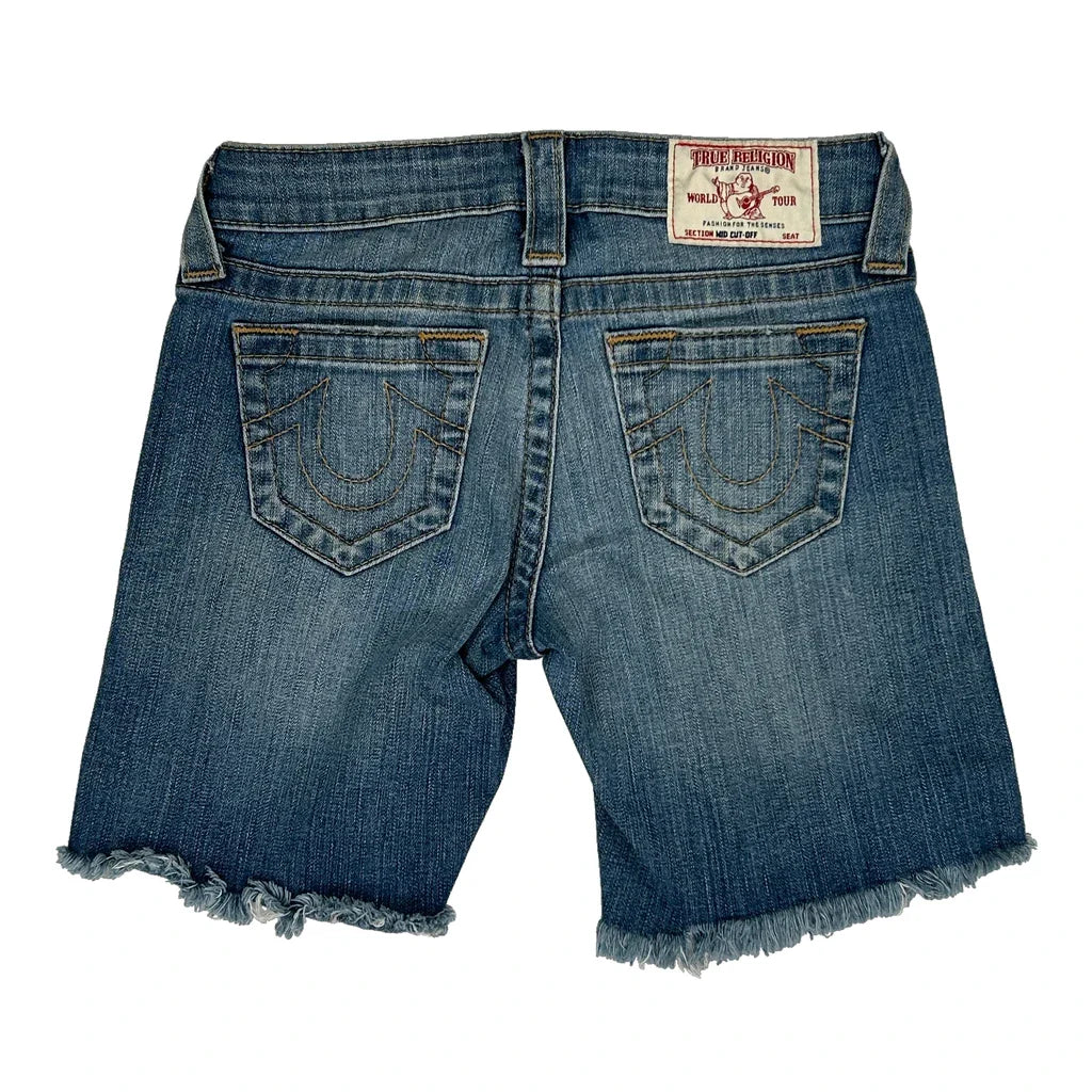 Buy True Religion Denim Shorts - 24W UK 2 Blue Denim Refurbished - $33.49 True Religion Denim Shorts - 24W UK 2 Blue Denim Refurbished - Thrifted (note: this is a term often used to describe second- refurbished available on Cerqular