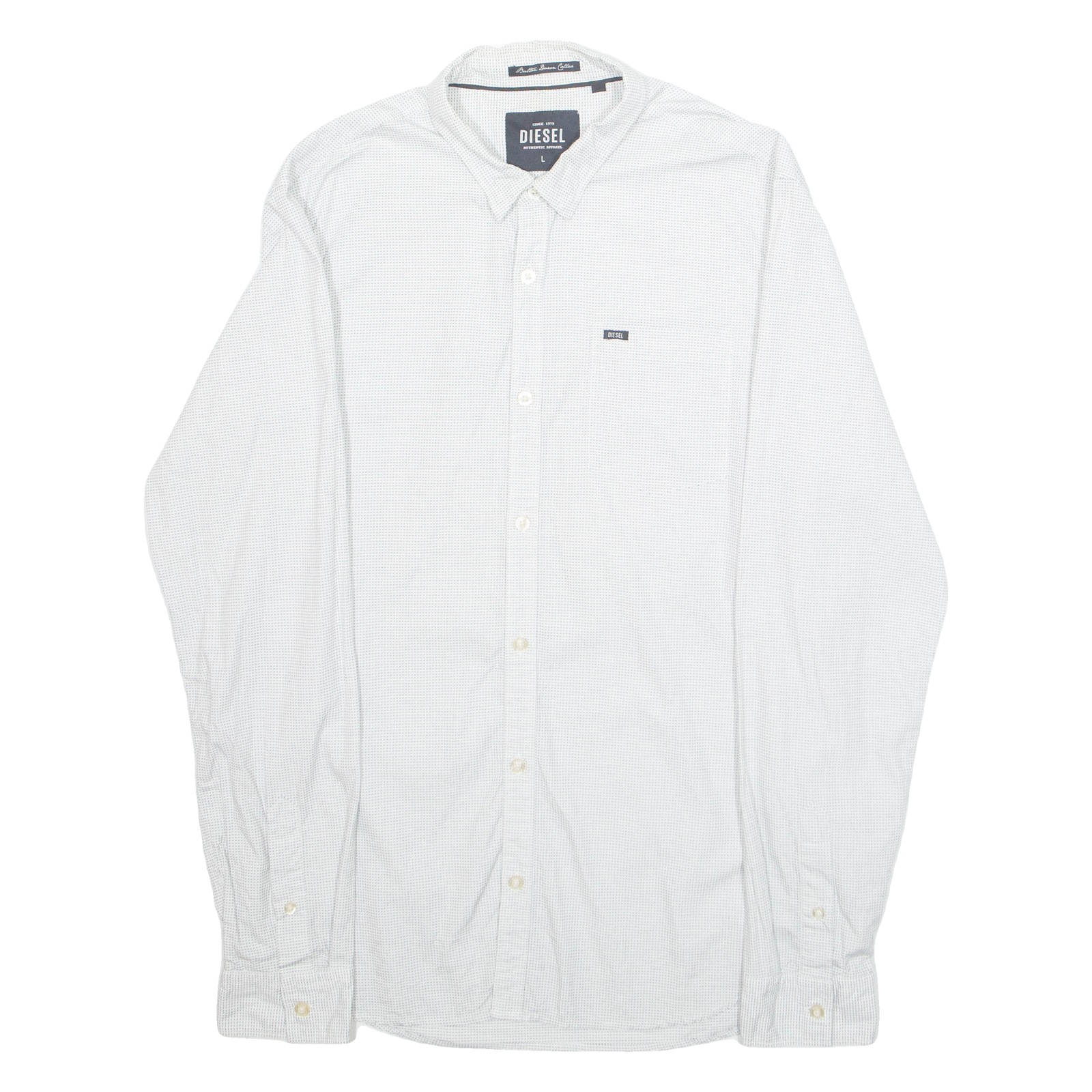 DIESEL Mens Shirt White Polka Dot Long Sleeve L Refurbished - N/A refurbished available on Cerqular