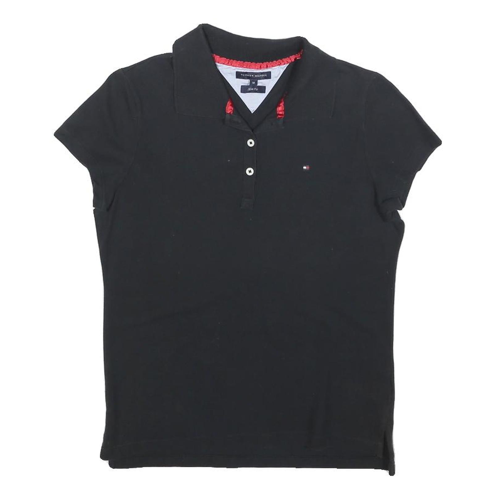 TOMMY HILFIGER Womens Black Short Sleeve Polo Shirt M Cotton Blend Classic Refurbished - N/A refurbished available on Cerqular
