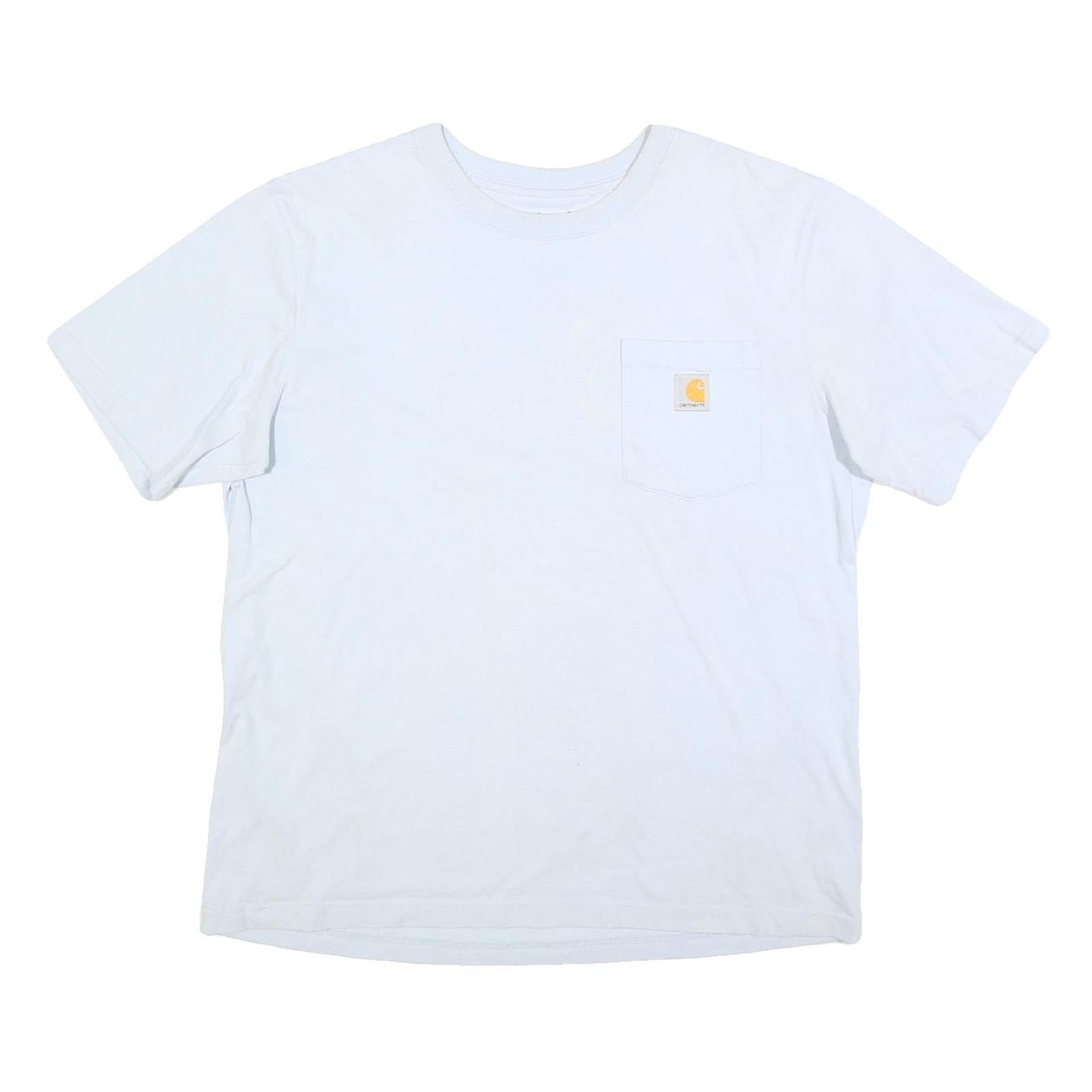 CARHARTT Mens White & Beige Logo Pocket T-Shirt L Short Sleeve Crew Neck Cotton Refurbished - N/A refurbished available on Cerqular