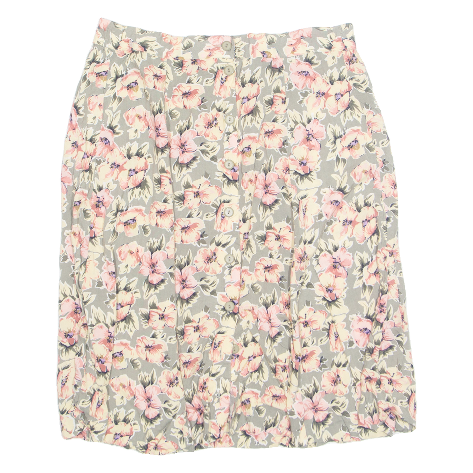 SAG HARBOUR Button Down Womens A-Line Skirt Grey Knee Length 90s M Refurbished - N/A refurbished available on Cerqular