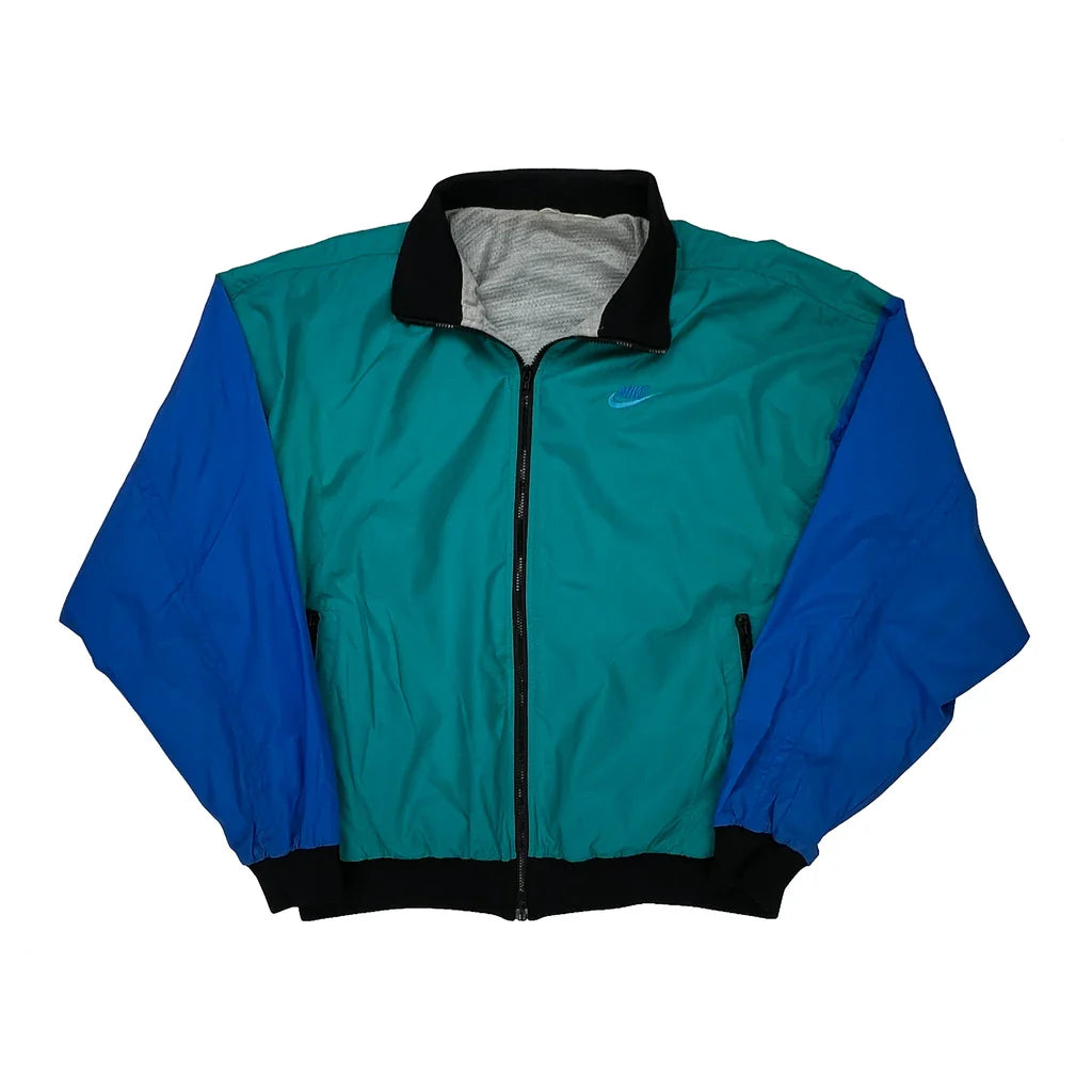 Nike Spellout Windbreaker - Large Blue Polyester Refurbished - Thrifted (note: this is a term often used to describe second- refurbished available on Cerqular