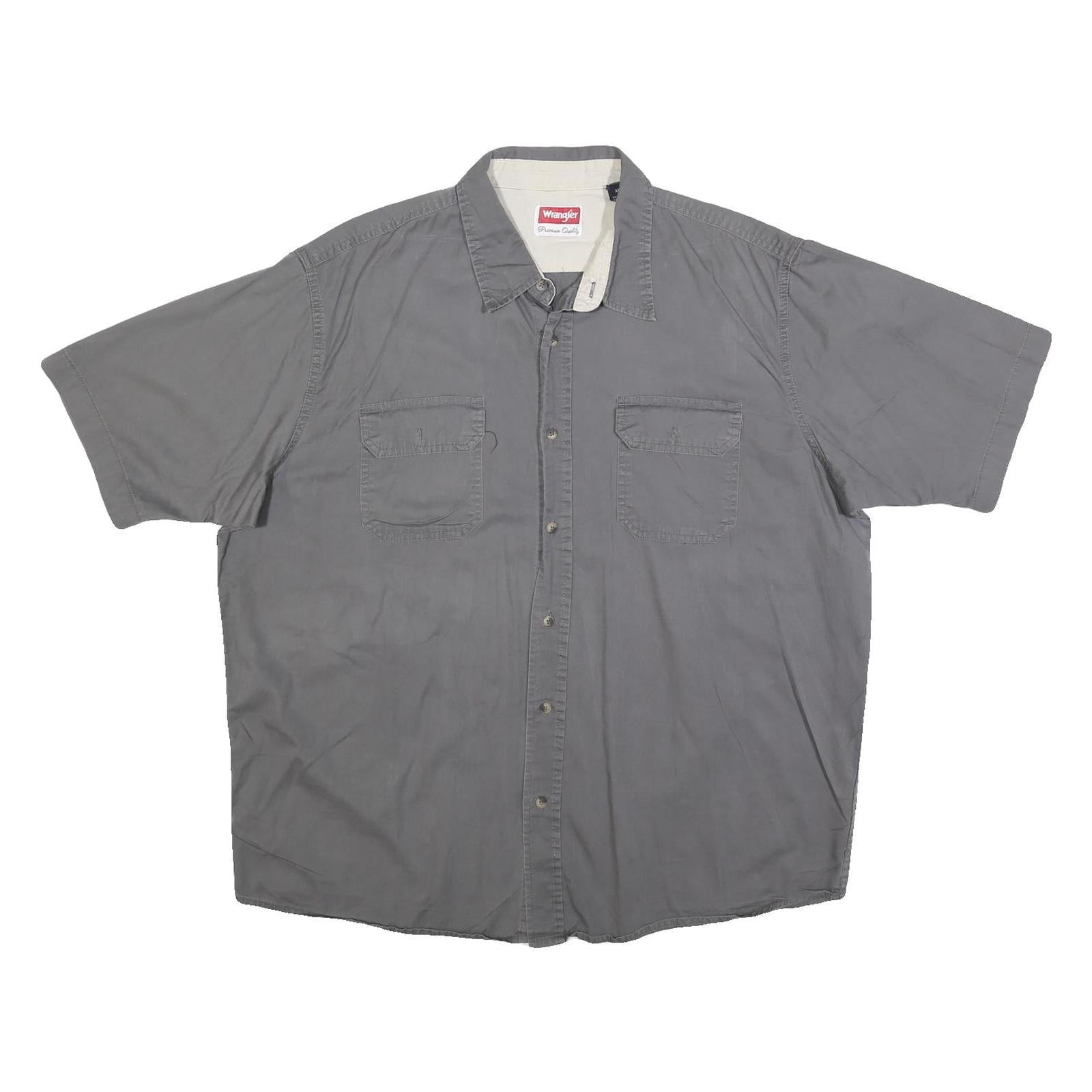 WRANGLER Mens Grey Shirt XL Cotton Blend Casual Workwear Button Up Refurbished - N/A refurbished available on Cerqular