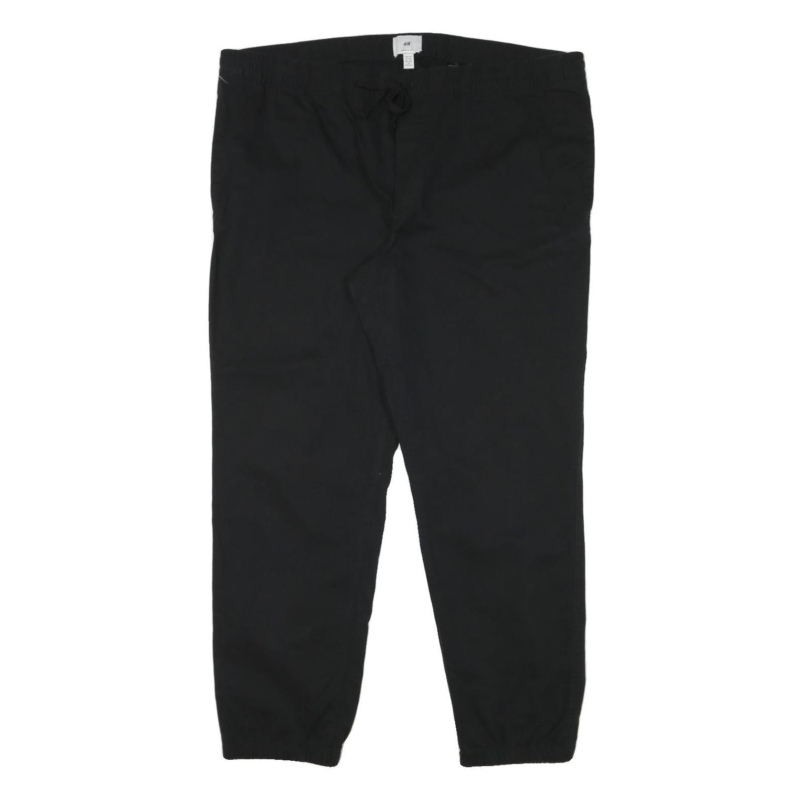 H&M Mens Black Cotton Blend Relaxed Drawstring Trousers W42 L30 Casual Refurbished - N/A refurbished available on Cerqular