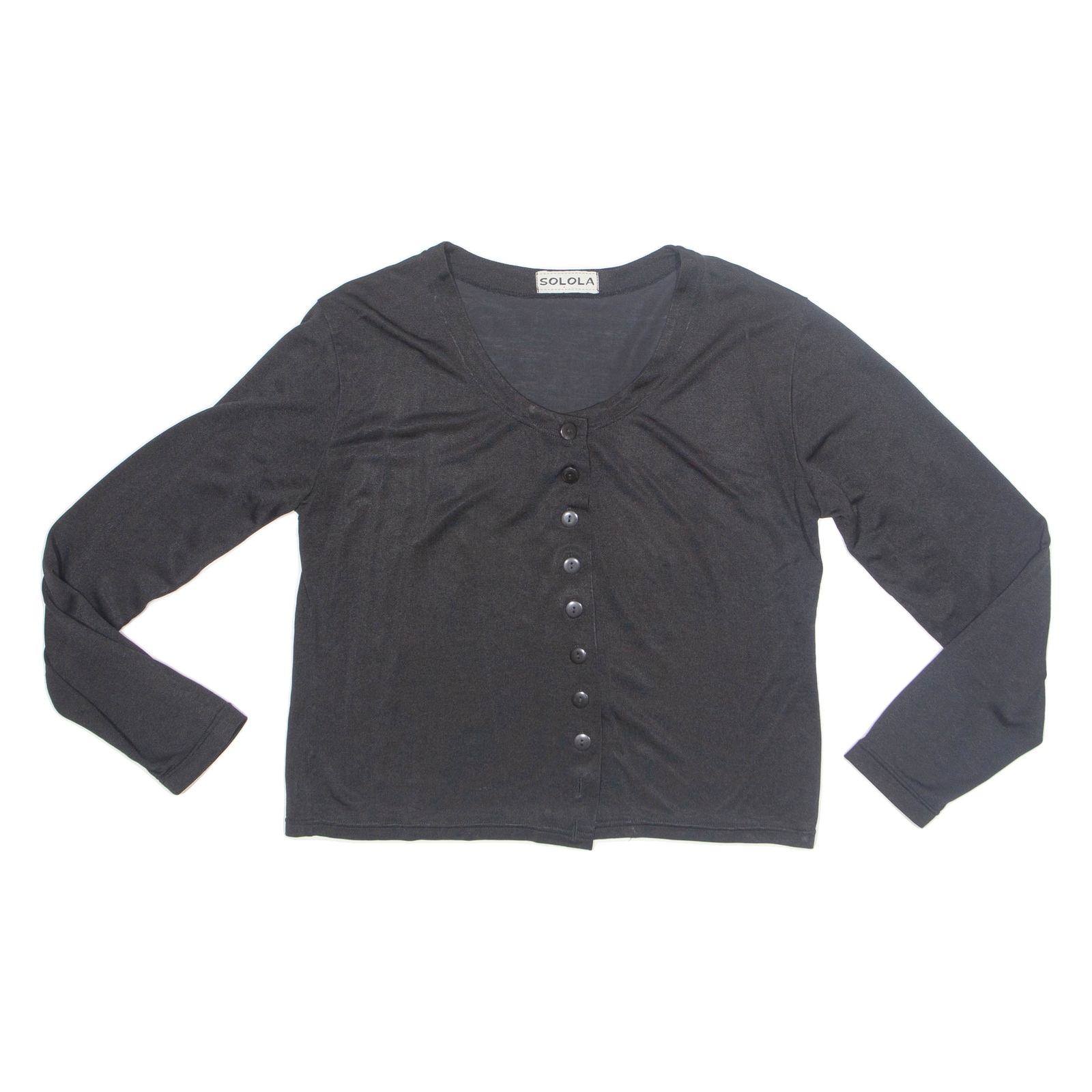 SOLOLA Button Up Womens Blouse Black Long Sleeve M Refurbished - N/A refurbished available on Cerqular