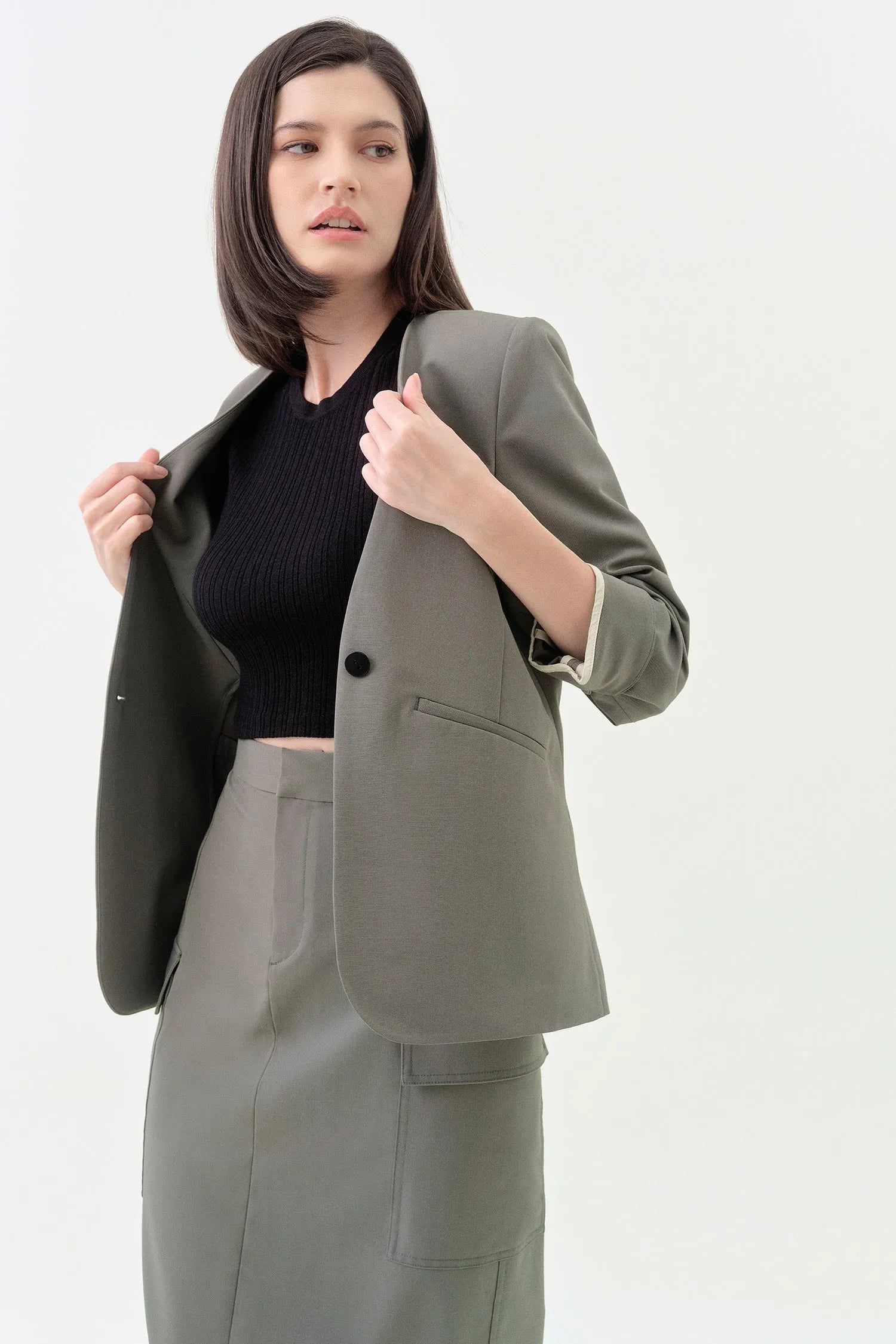 Collarless Relaxed Blazer - Sencha | Size: S Refurbished - N/A refurbished available on Cerqular