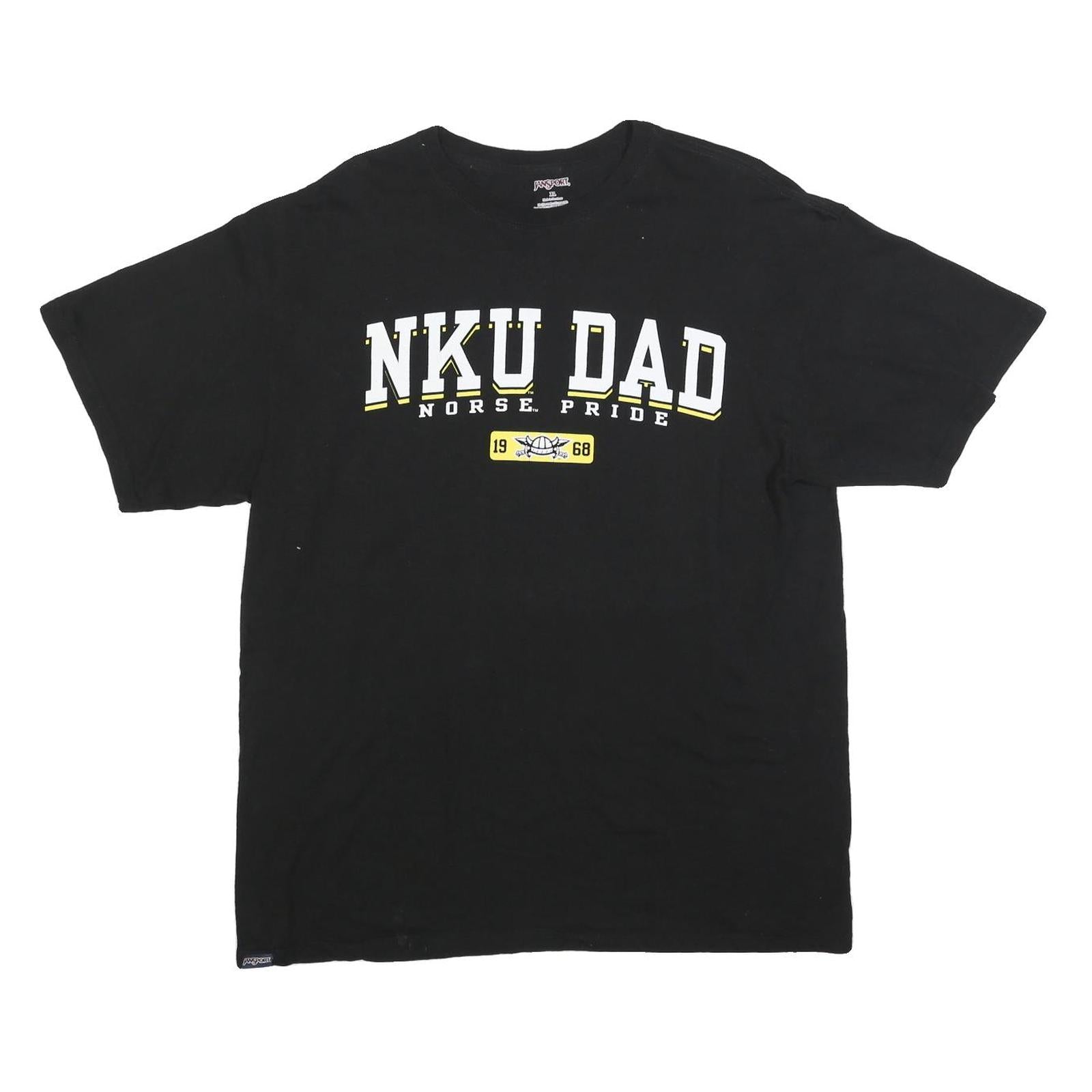 JANSPORT Mens Black Graphic T-Shirt XL Short Sleeve Crew Neck NKU Dad Norse Refurbished - N/A refurbished available on Cerqular