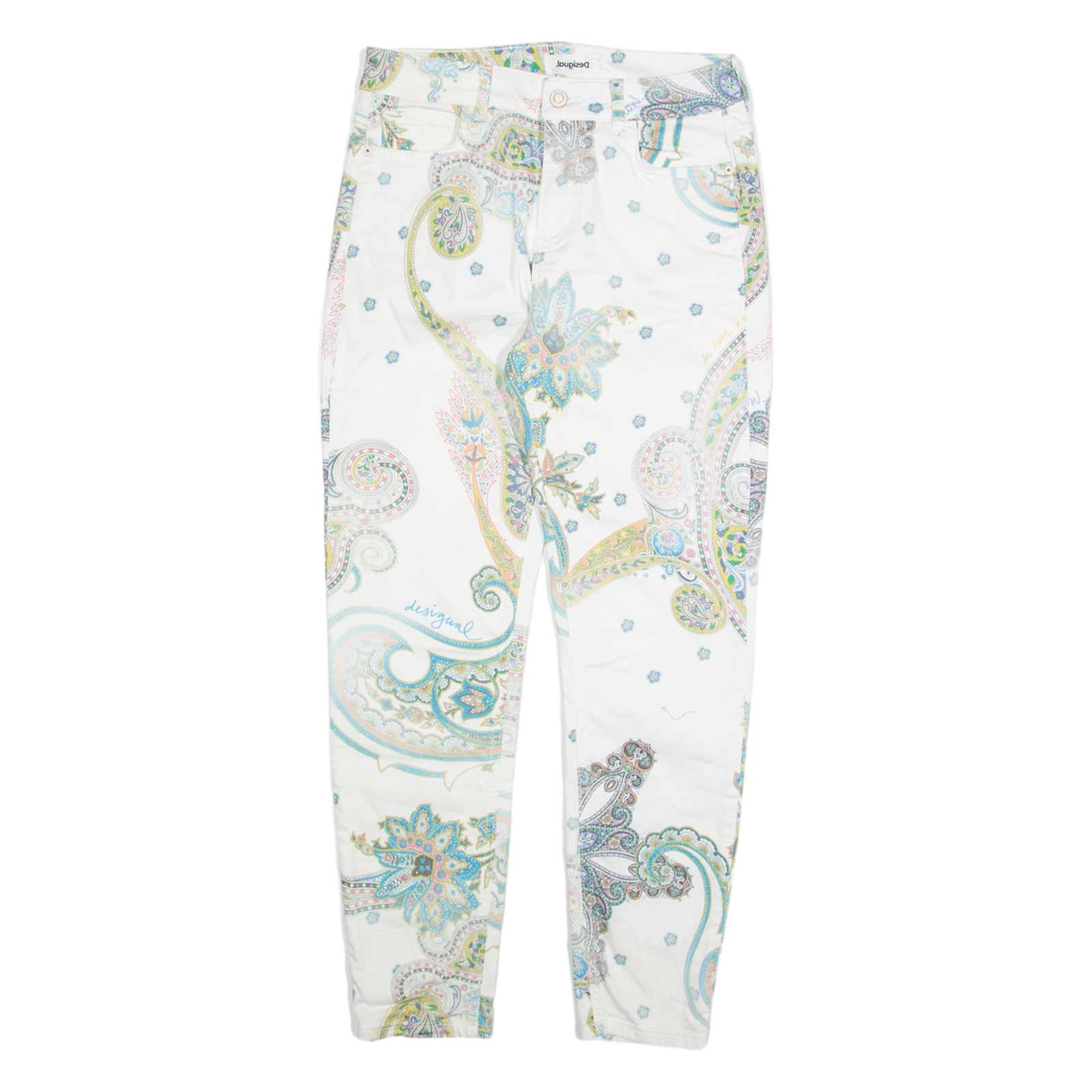 DESIGUAL Womens Trousers White Regular Tapered W28 L28 Refurbished - N/A refurbished available on Cerqular