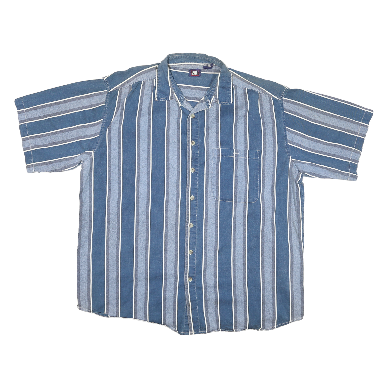 FADED GLORY Mens Blue & White Striped Short Sleeve Shirt 2XL Casual Summer Refurbished - N/A refurbished available on Cerqular