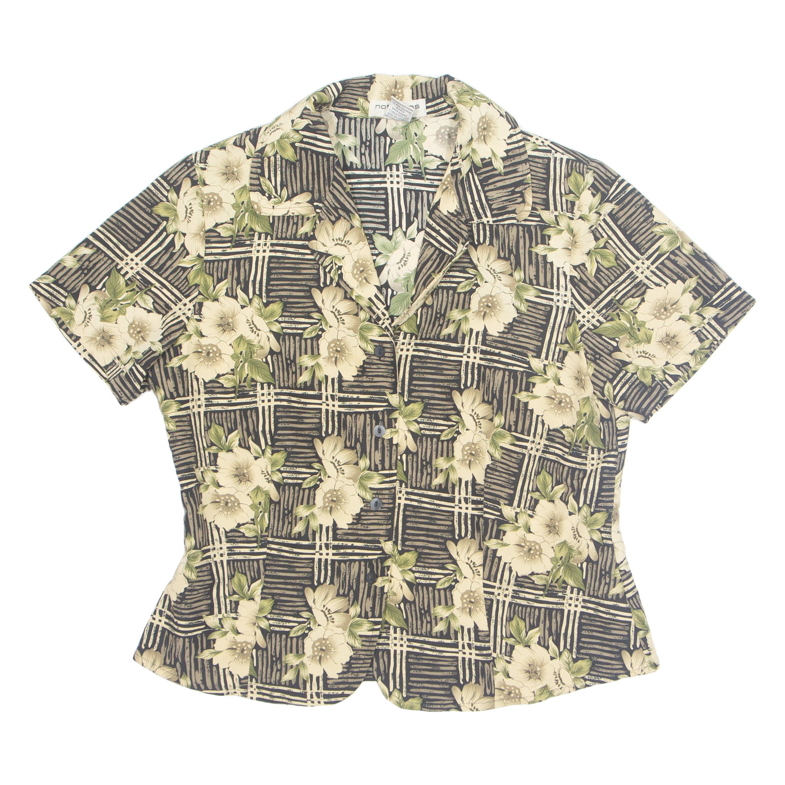 NOTATIONS PETITE Womens Printed Shirt Black 90s Crazy Pattern S Refurbished - N/A refurbished available on Cerqular