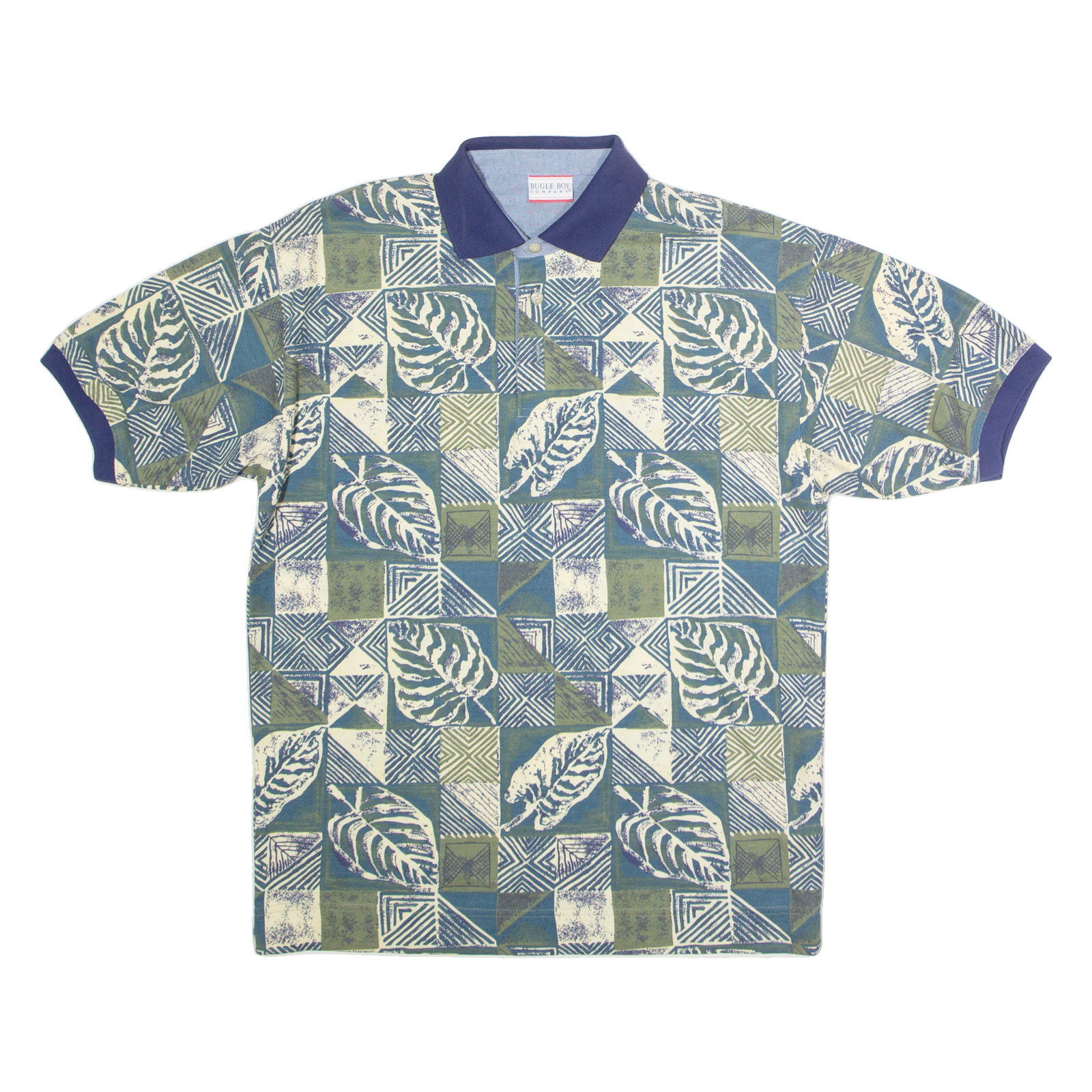 BUGLE BOY Mens Polo Shirt Green 90s Crazy Pattern M Refurbished - N/A refurbished available on Cerqular