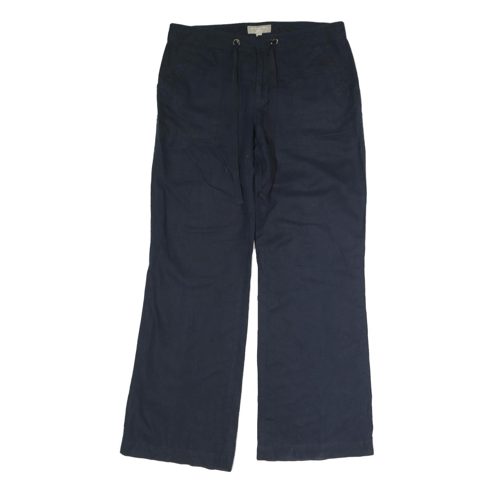 BANANA REPUBLIC Womens Linen Navy Relaxed Wide-Leg Trousers W34 L32 Casual Refurbished - N/A refurbished available on Cerqular