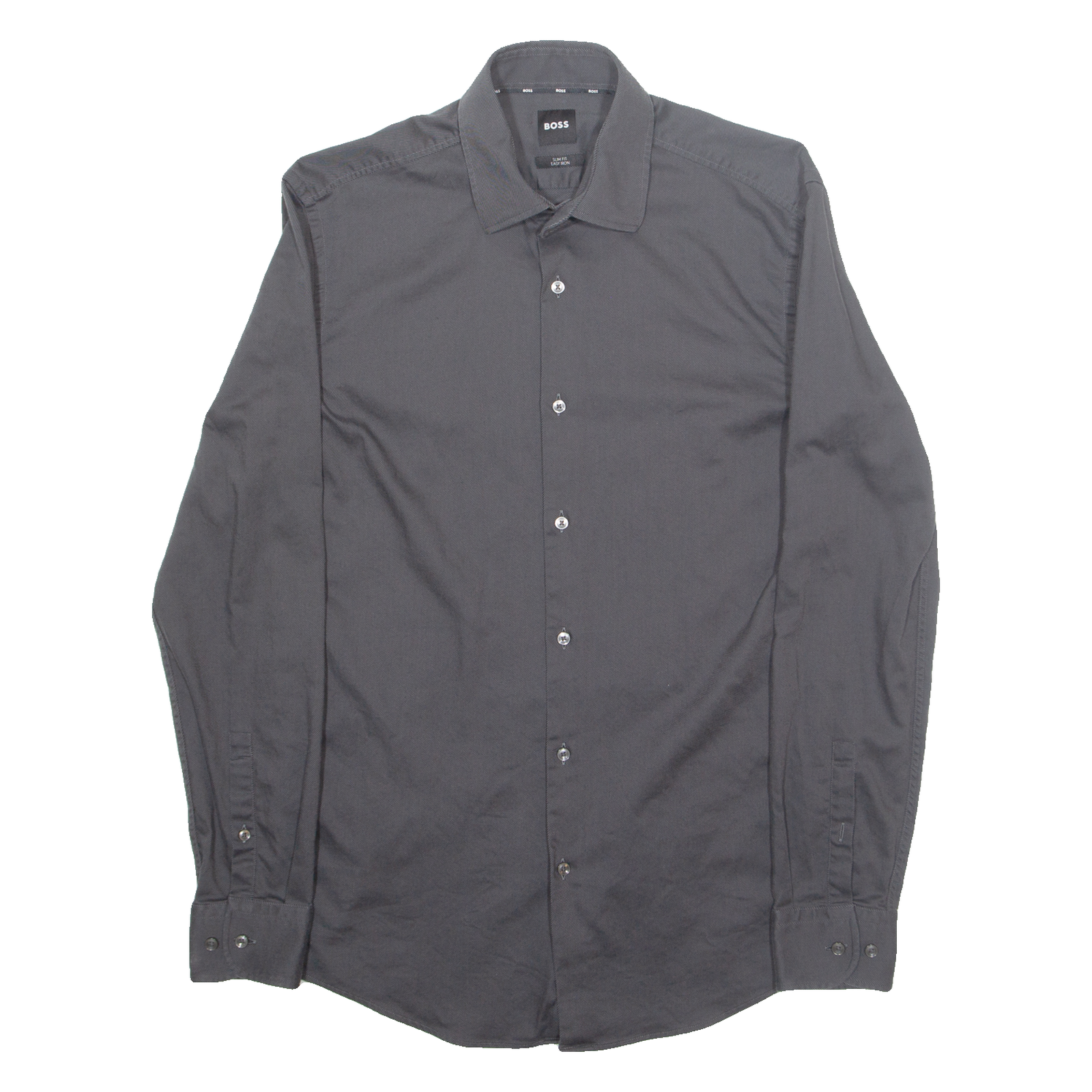 BOSS Mens Plain Shirt Grey Long Sleeve M Refurbished - N/A refurbished available on Cerqular