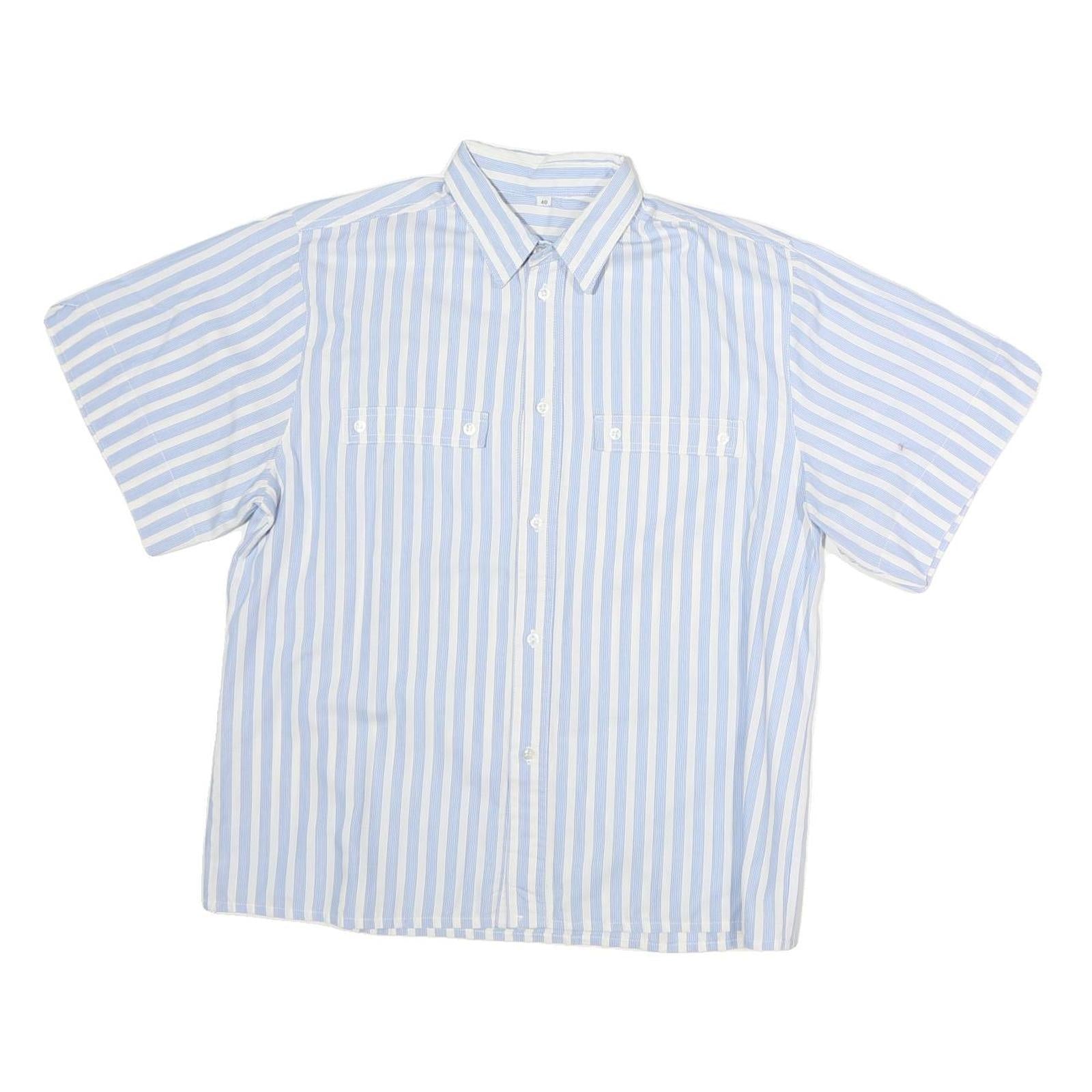 Mens Blue & White Striped Cotton Shirt S Casual Summer Button Front Refurbished - N/A refurbished available on Cerqular