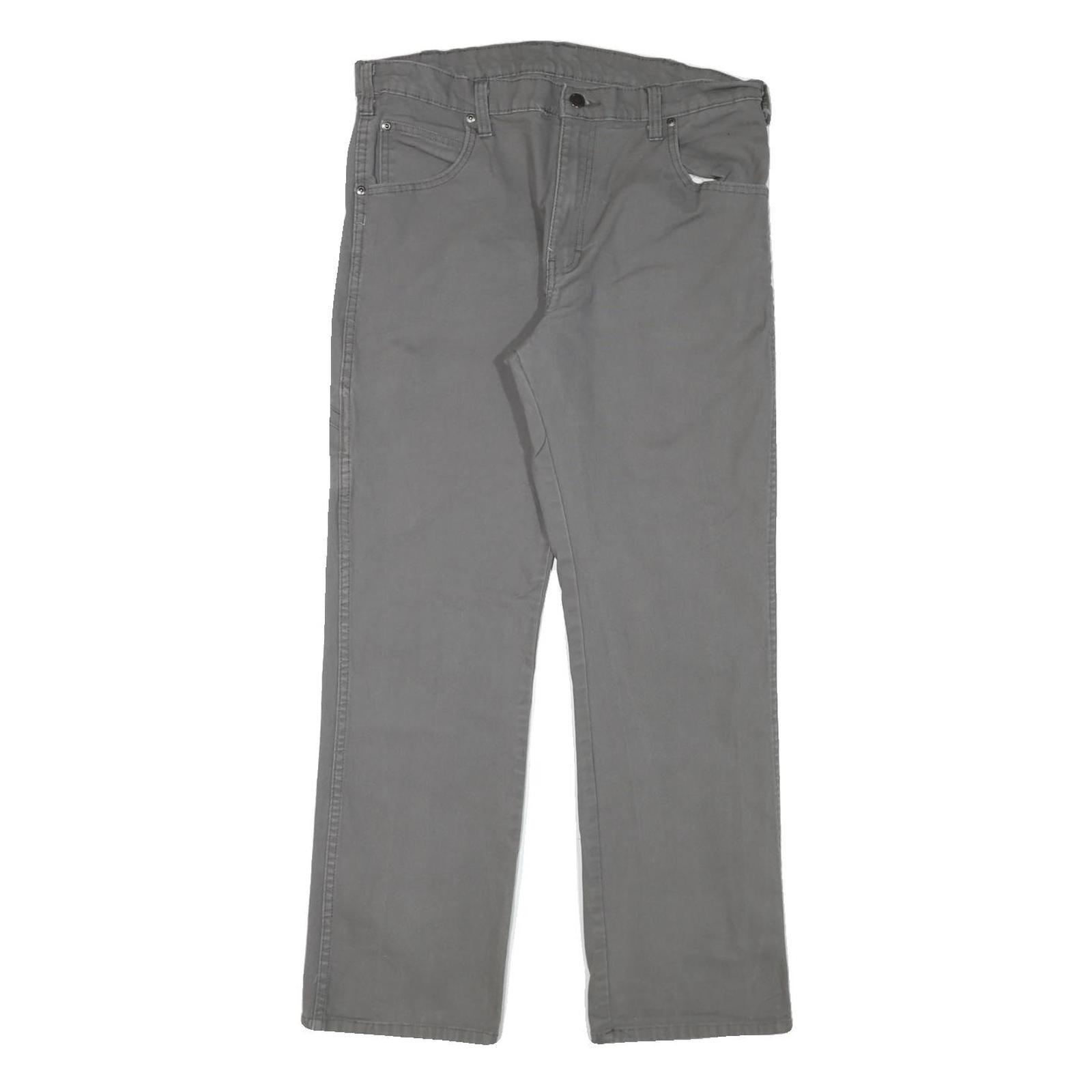 DICKIES Mens Regular Grey Cotton Blend Workwear Trousers W32 L29 Durable Zip Refurbished - N/A refurbished available on Cerqular