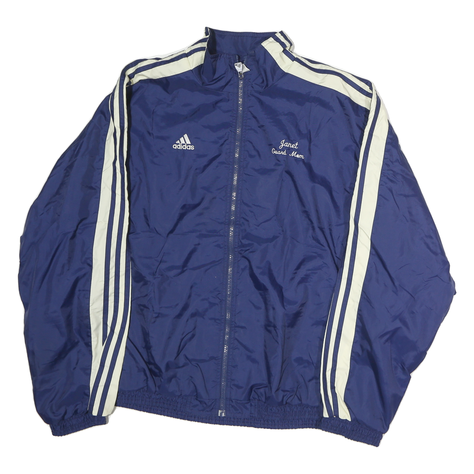ADIDAS Mens Navy & White Colorguard Track Jacket L Polyester Blend Striped Refurbished - N/A refurbished available on Cerqular