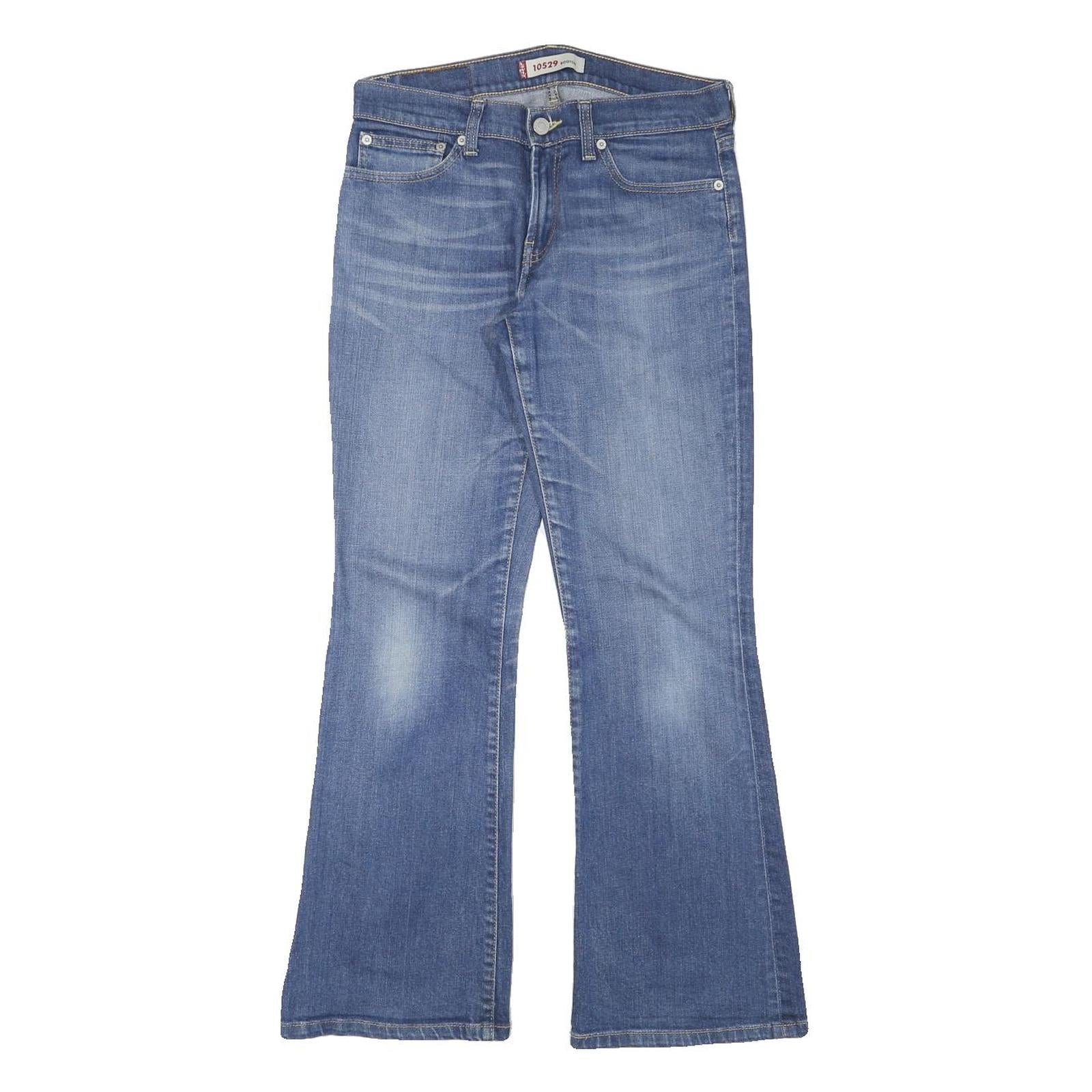 LEVI'S Womens Blue Regular Flared Denim Medium W28 L29 Zip Jeans Refurbished - N/A refurbished available on Cerqular