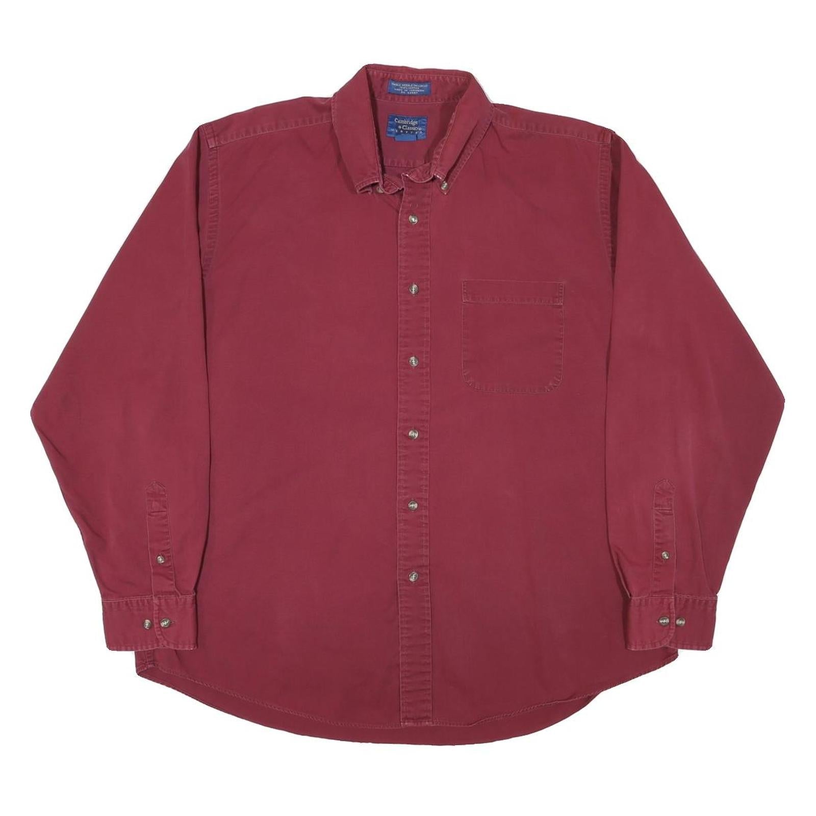 CAMBRIDGE CLASSICS Mens Red Shirt Cotton Blend L Classic Button-Down Long Sleeve Refurbished - N/A refurbished available on Cerqular