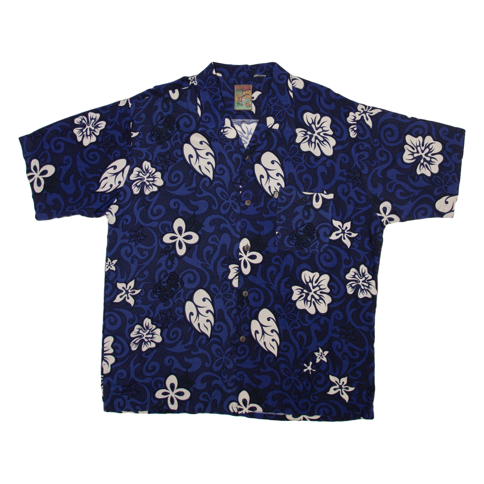 PINEAPPLE CONNECTION Mens Hawaiian Shirt Blue Floral L Refurbished - N/A refurbished available on Cerqular