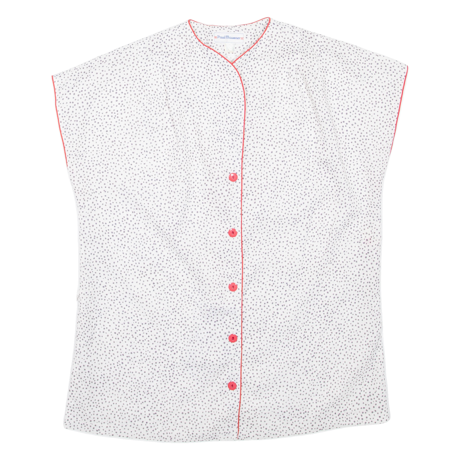PAUL MAUSNER Womens Printed Shirt White V-Neck Spotted UK 14 Refurbished - N/A refurbished available on Cerqular