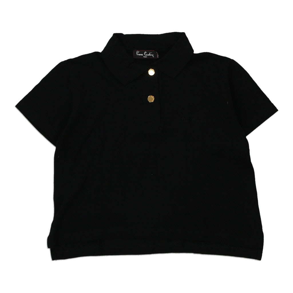 Pierre Cardin Cropped Polo Shirt - Medium Black Cotton | Size: medium Refurbished - Thrifted (note: this is a term often used to describe second- refurbished available on Cerqular