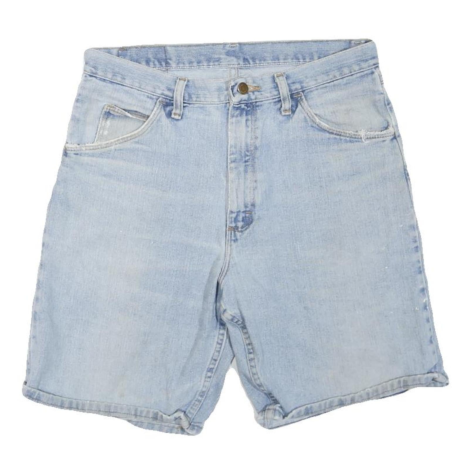 WRANGLER Womens Shorts Blue Denim Casual M W32 Cotton Blend Light Wash Refurbished - N/A refurbished available on Cerqular