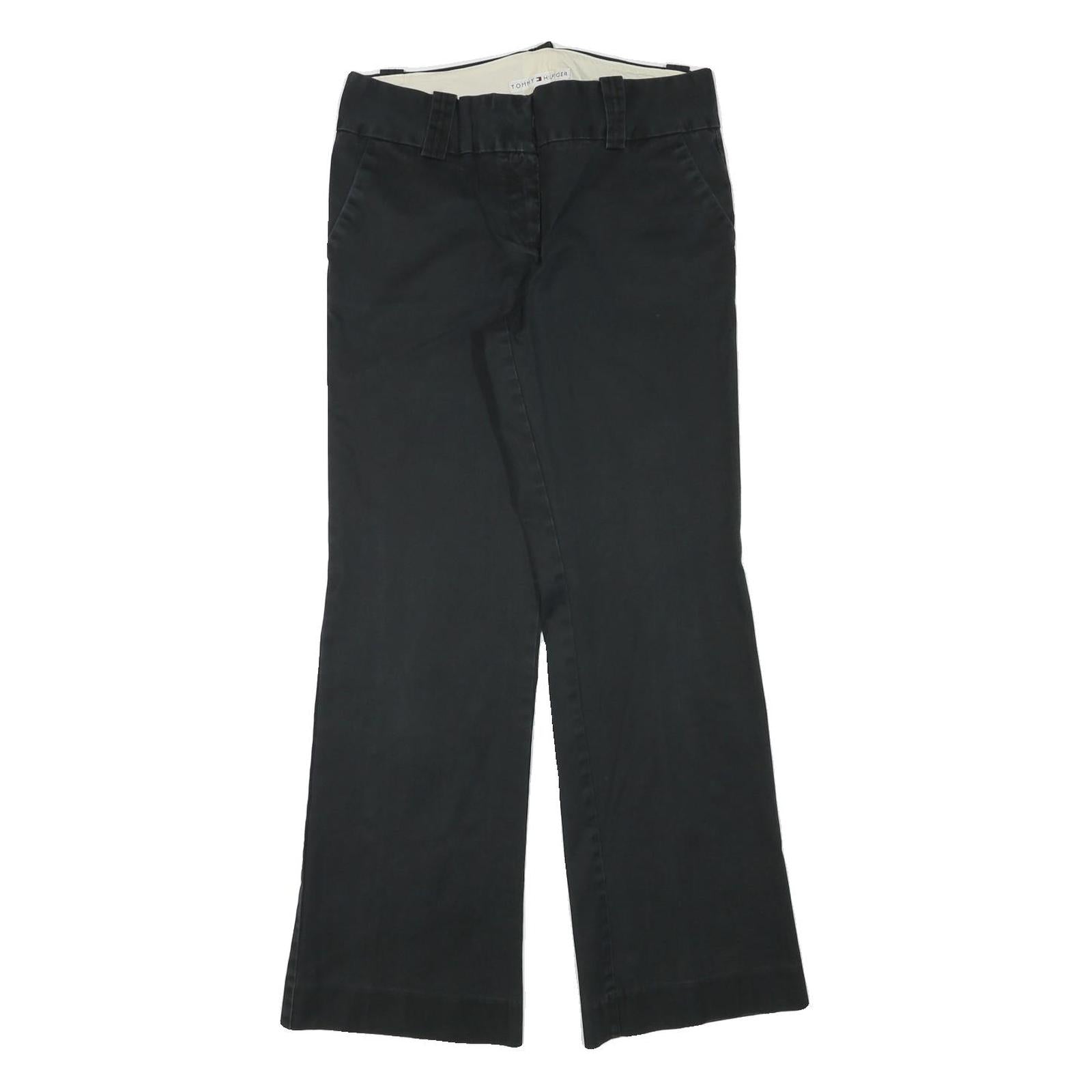 TOMMY HILFIGER Womens Cotton Blend Black Regular Fit Straight Leg Trousers W32 Refurbished - N/A refurbished available on Cerqular