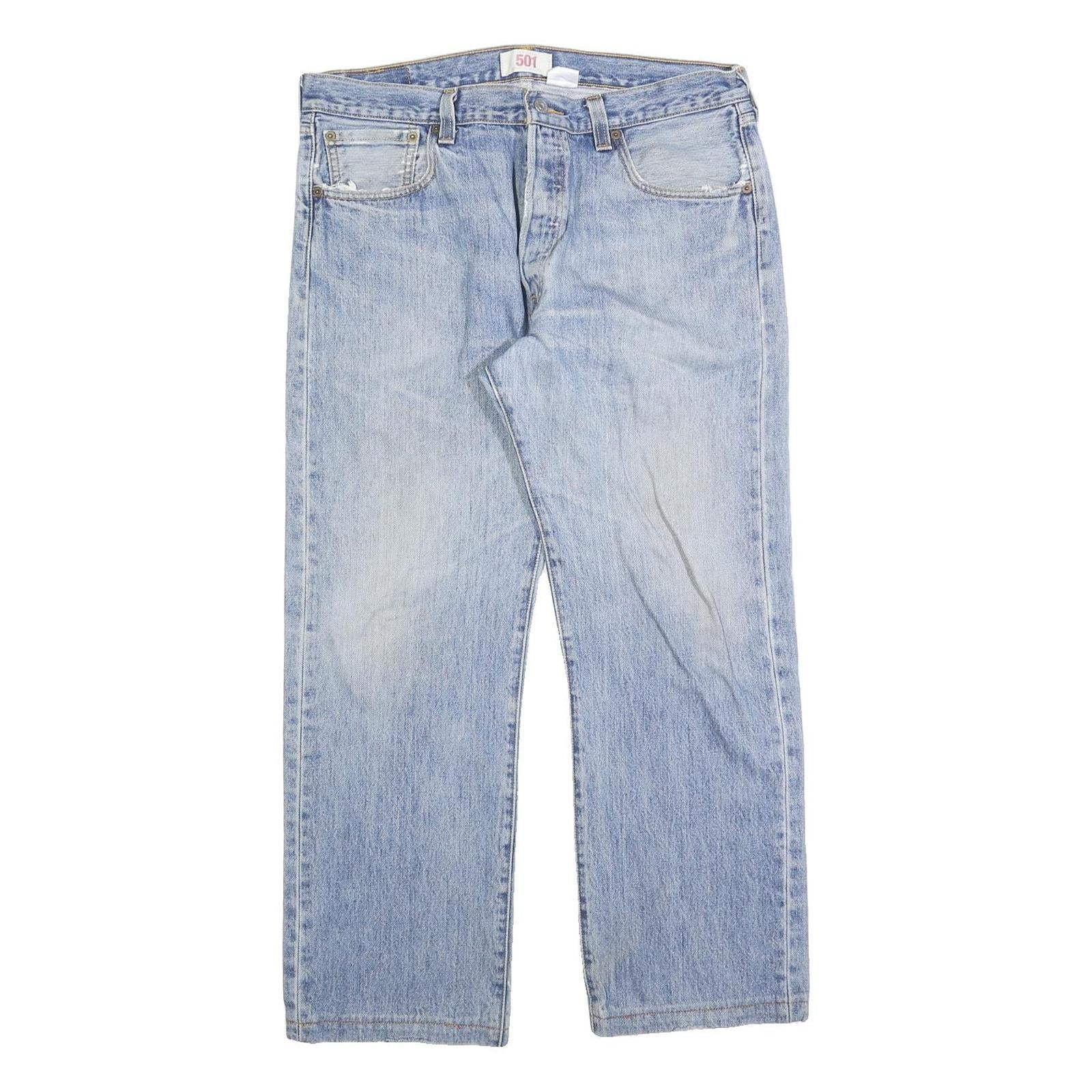 LEVI'S 501 Mens Jeans Blue Regular Straight Denim Medium W36 L28 Classic Button Refurbished - N/A refurbished available on Cerqular
