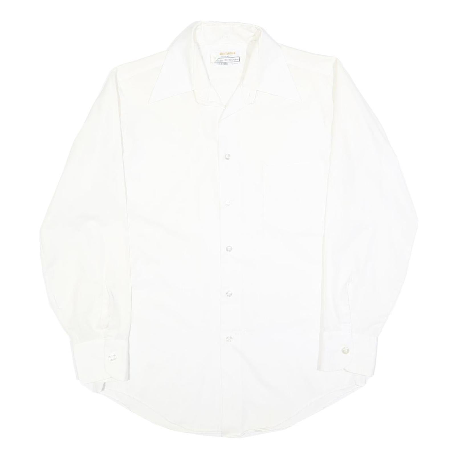 SEARS Mens White Plain Cotton Blend Shirt M Classic Style Button Closure Refurbished - N/A refurbished available on Cerqular