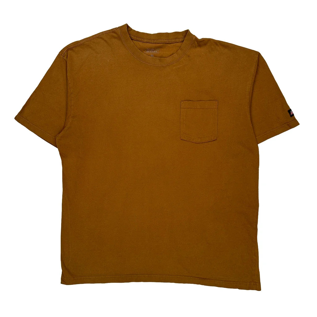 Dickies T-Shirt - 2XL Brown Cotton Refurbished - Thrifted (note: this is a term often used to describe second- refurbished available on Cerqular