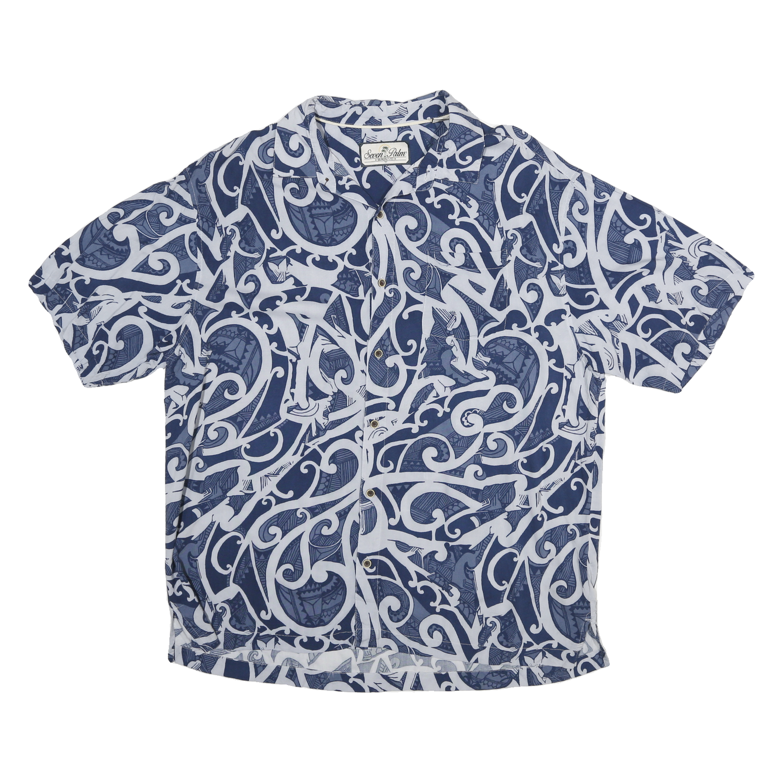 SEVEN PALM Mens Blue Rayon Button Jacket XL Abstract Pattern Summer Casual Refurbished - N/A refurbished available on Cerqular