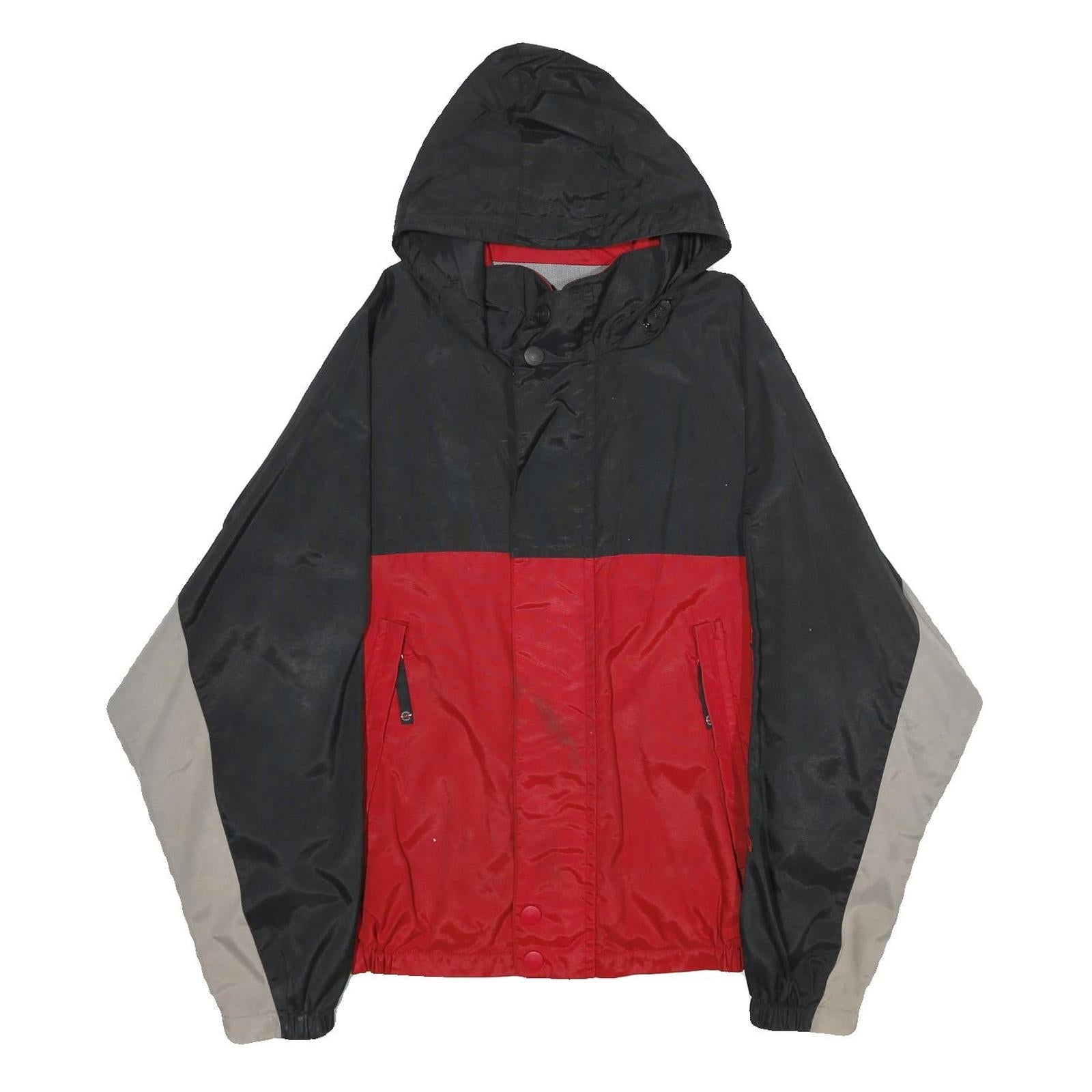 NAUTICA Mens Black & Red Sports Competition Hooded Nylon Jacket L Windbreaker Refurbished - N/A refurbished available on Cerqular