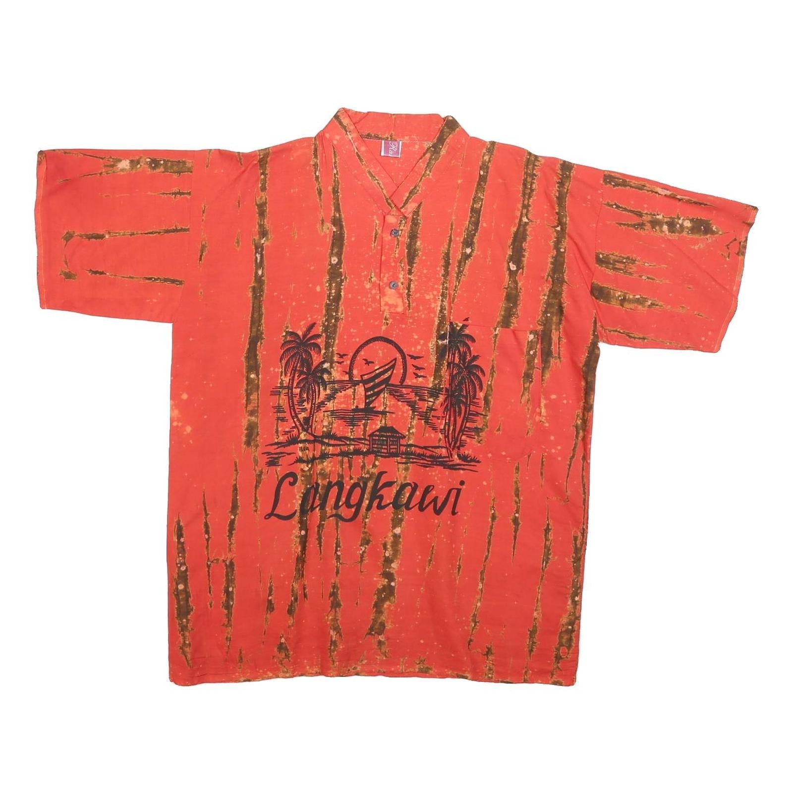 RANI'S Mens Red & Brown Langkawi Cotton Blend Shirt M Summer Casual Beachwear Refurbished - N/A refurbished available on Cerqular