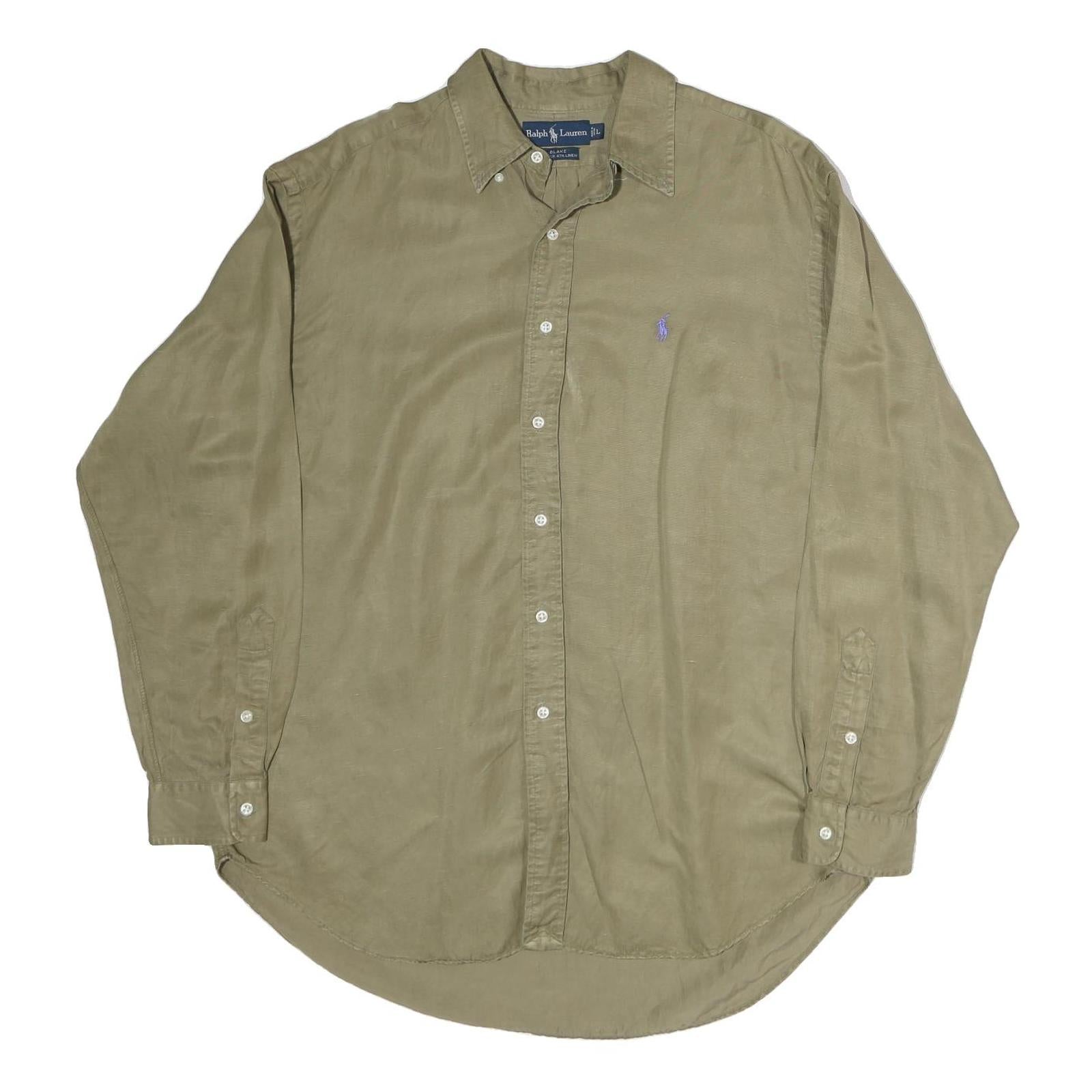 RALPH LAUREN Mens Beige Long Sleeve Cotton Blend Shirt L Classic Polo Refurbished - N/A refurbished available on Cerqular