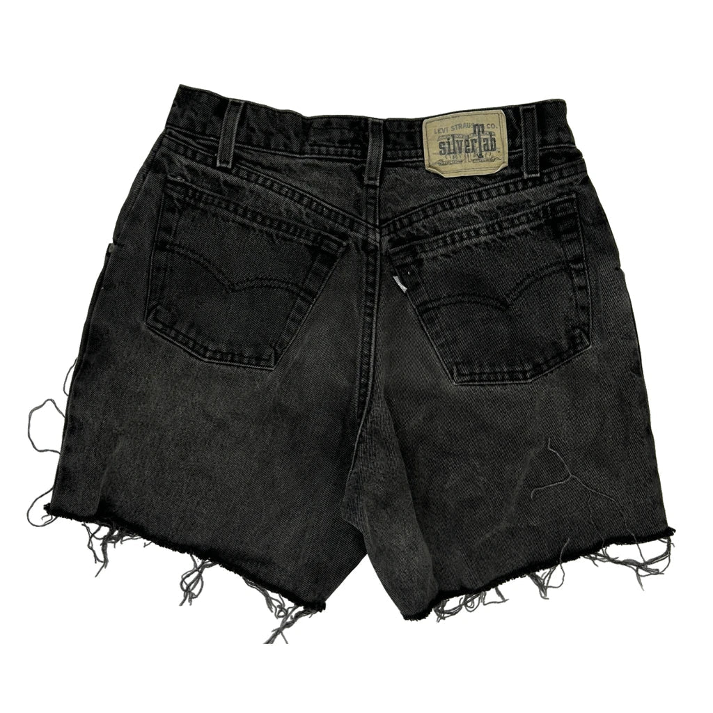Silver Tab Levis Baggy Denim Shorts - 28W UK 10 Black Cotton Refurbished - Thrifted (note: this is a term often used to describe second- refurbished available on Cerqular