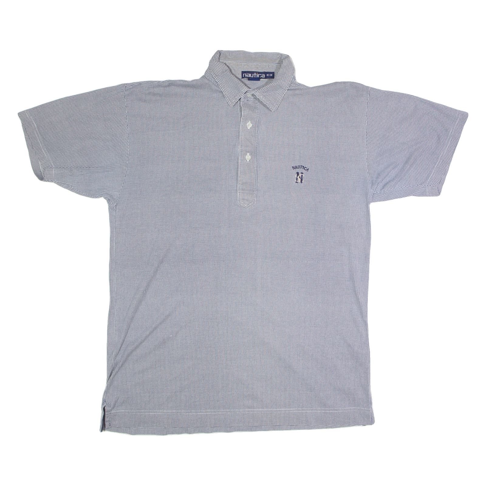 NAUTICA Mens Polo Shirt Blue Houndstooth M Refurbished - N/A refurbished available on Cerqular