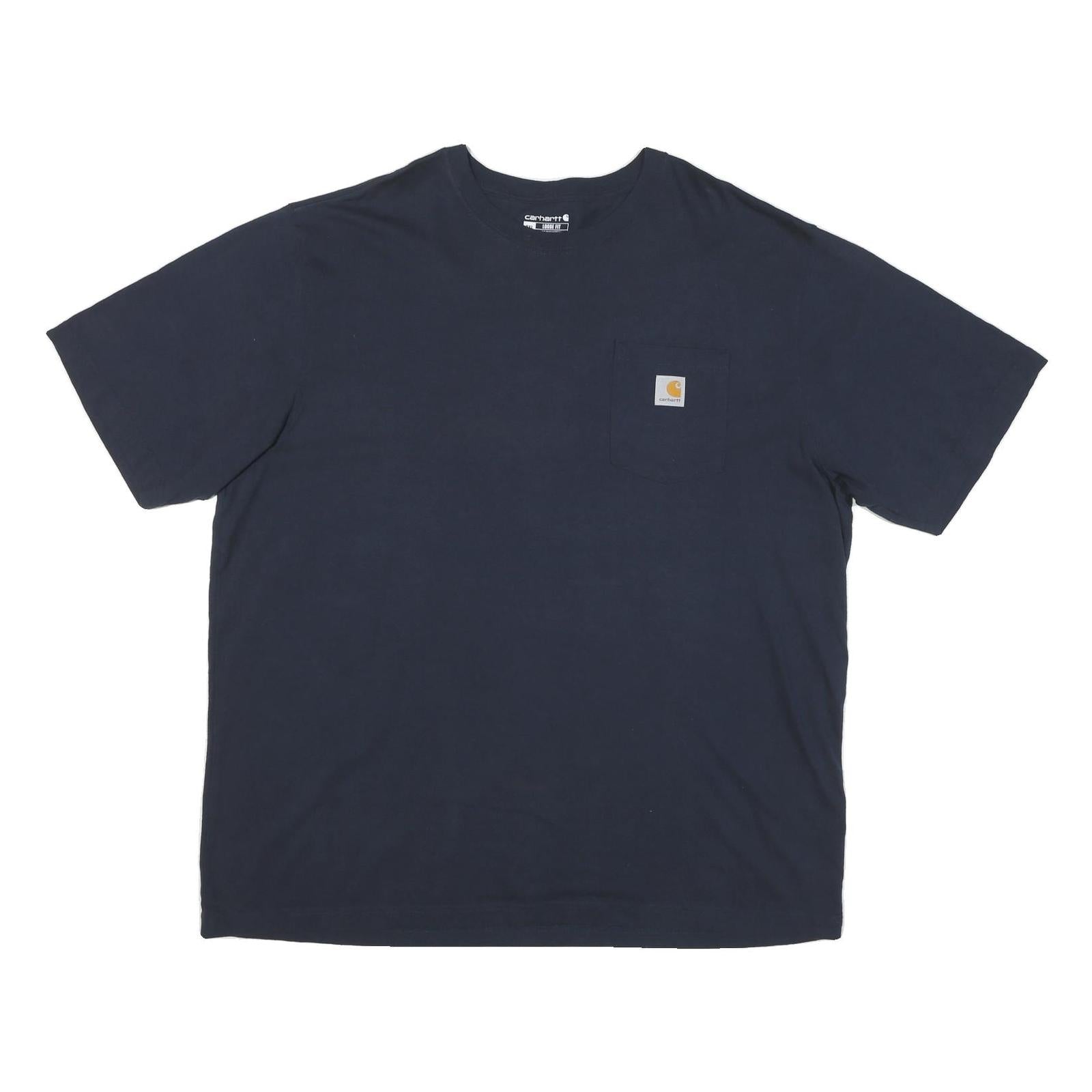 CARHARTT Mens Navy Blue Pocket T-Shirt 2XL Short Sleeve Crew Neck Cotton Blend Refurbished - N/A refurbished available on Cerqular