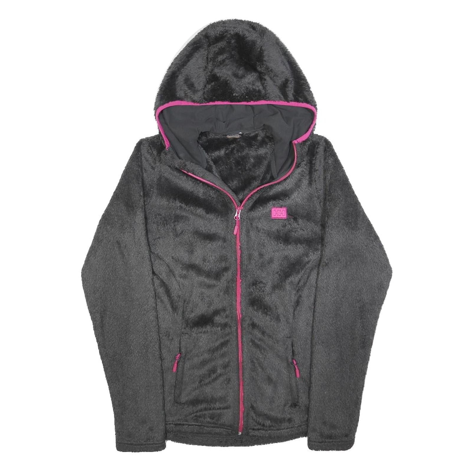 HELLY HANSEN Womens Black & Pink Hooded Jacket M Polyester Blend Fleece Outdoor Refurbished - N/A refurbished available on Cerqular