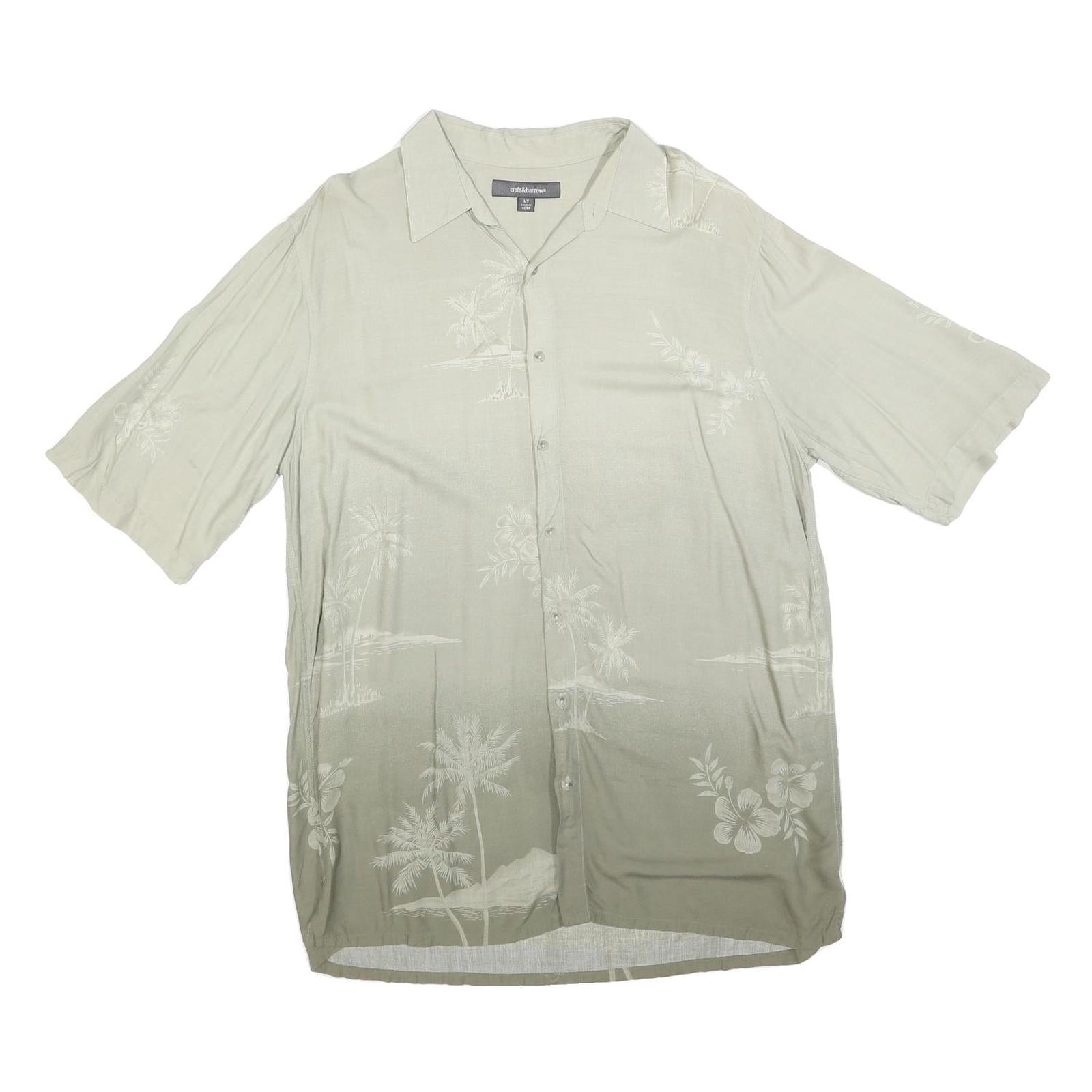 CROFT & BARROW Mens Beige Rayon L Tropical Print Short Sleeve Shirt Refurbished - N/A refurbished available on Cerqular