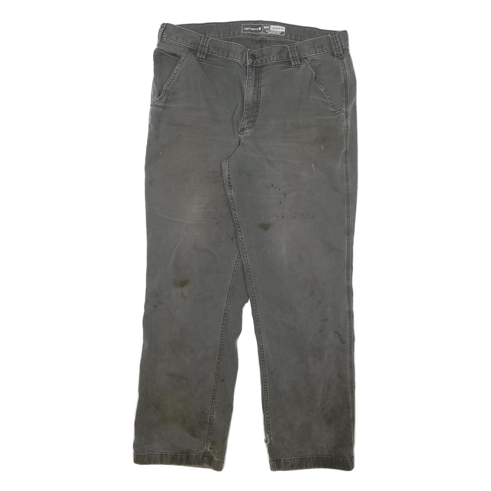CARHARTT Mens Cotton Blend Grey Relaxed Fit Straight Leg Trousers W34 L30 Refurbished - N/A refurbished available on Cerqular