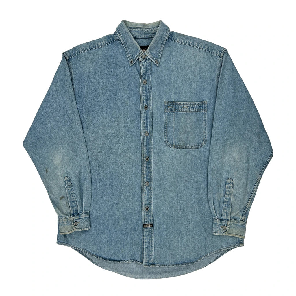 Lee Denim Shirt - Medium Light Wash Cotton Refurbished - Thrifted (note: this is a term often used to describe second- refurbished available on Cerqular