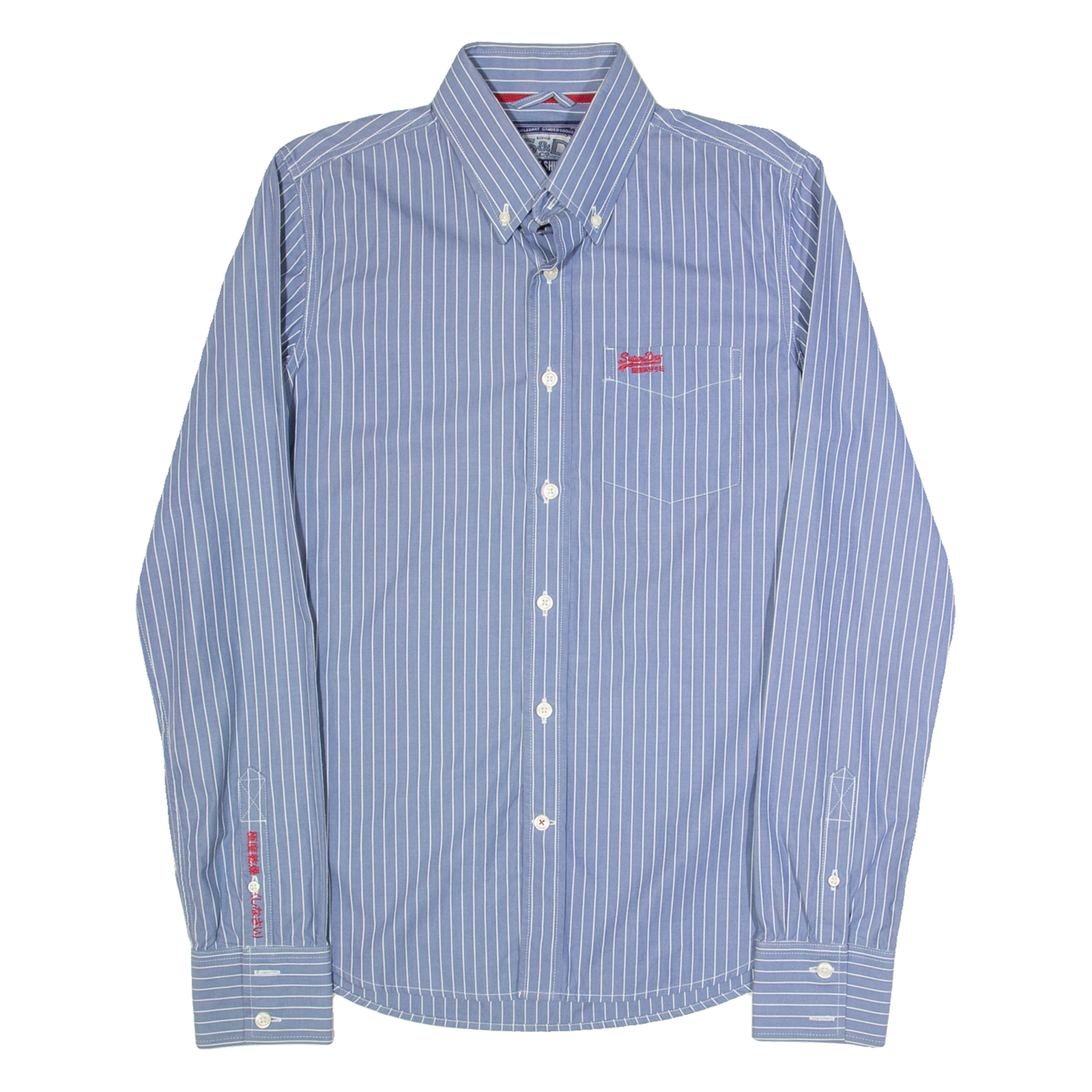 SUPERDRY Mens Shirt Blue Striped Long Sleeve M Refurbished - N/A refurbished available on Cerqular