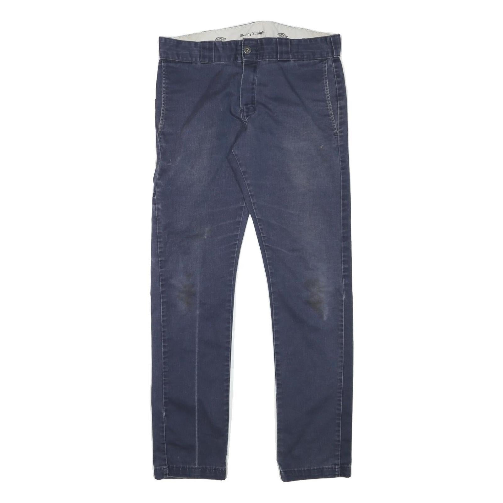 DICKIES Mens Slim Blue Trousers W32 L31 Workwear Zip Pocket Casual Refurbished - N/A refurbished available on Cerqular
